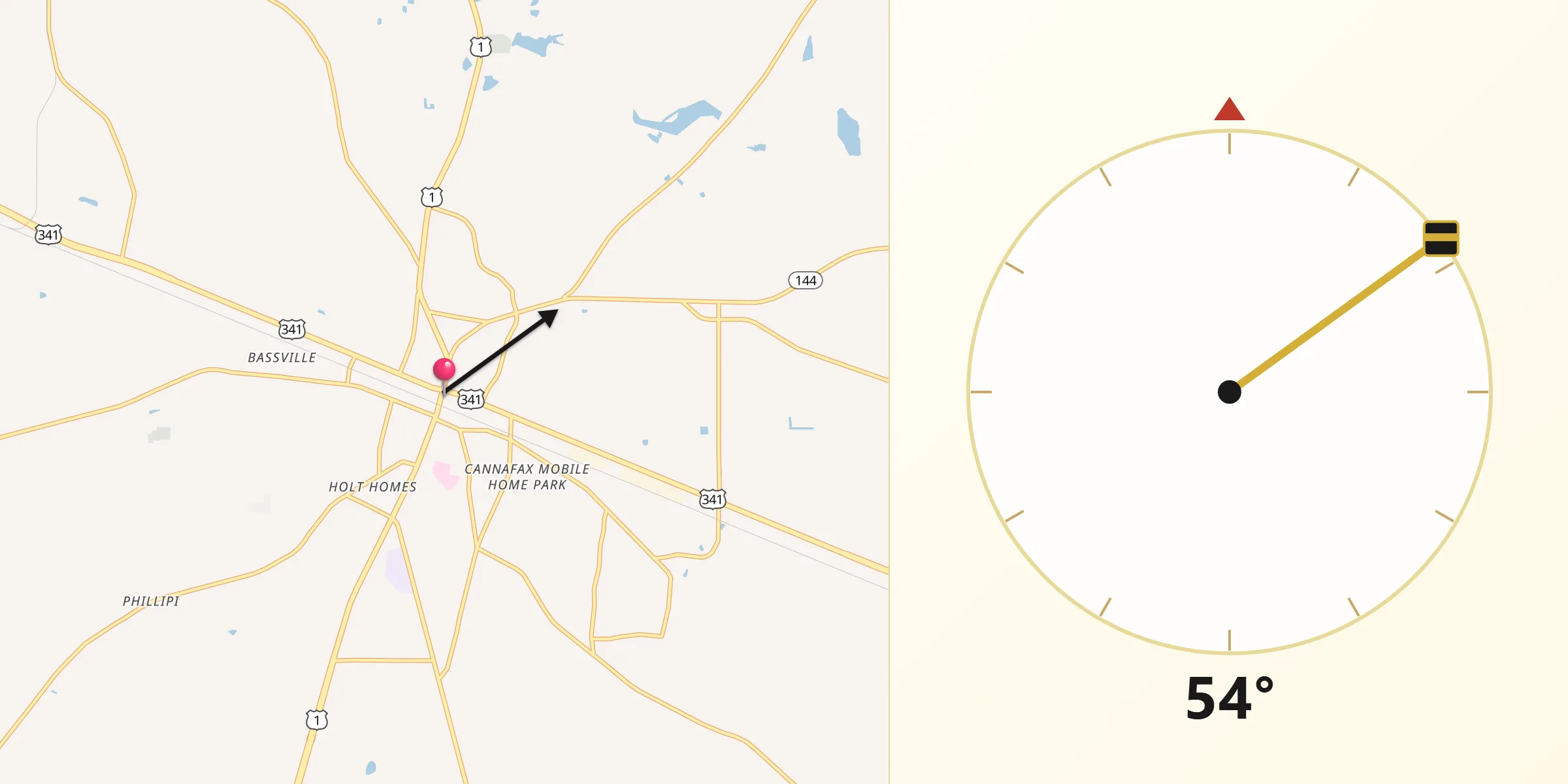 Qibla Direction from Baxley