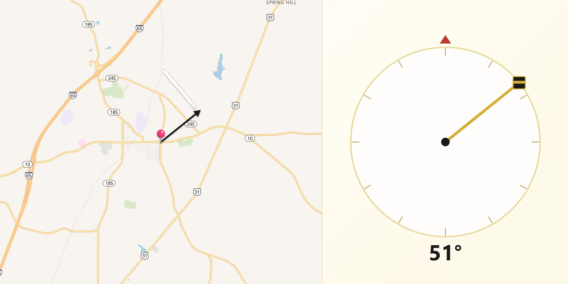 Qibla Direction from Greenville