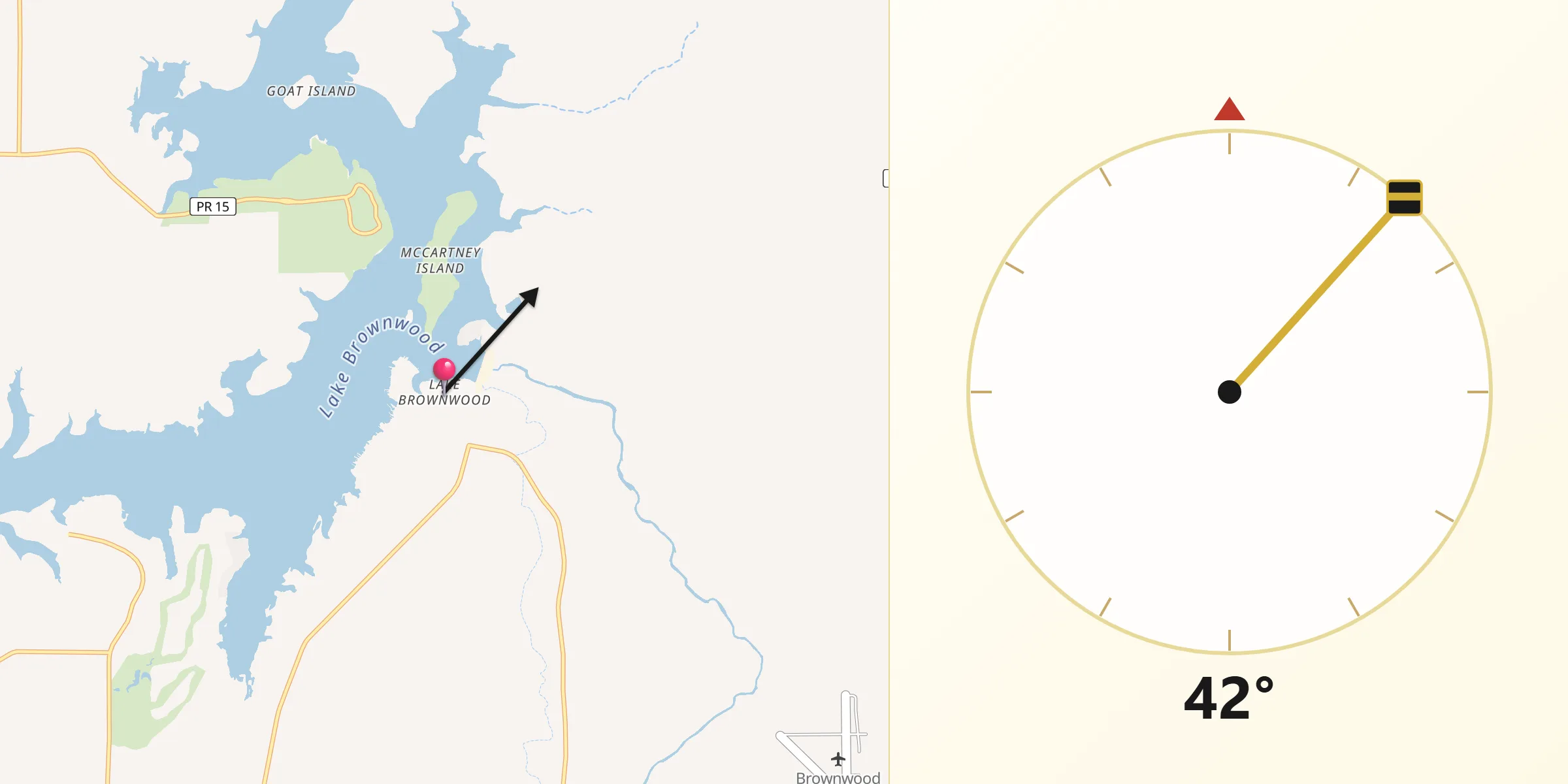 Qibla Direction from Lake Brownwood