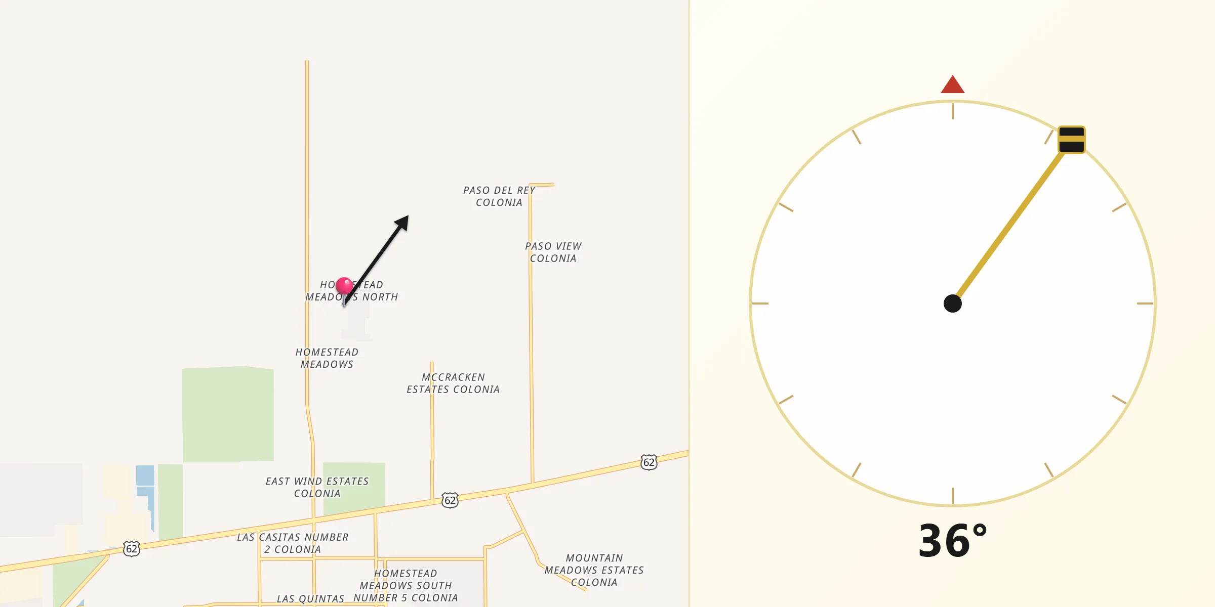 Qibla Direction from Homestead Meadows North