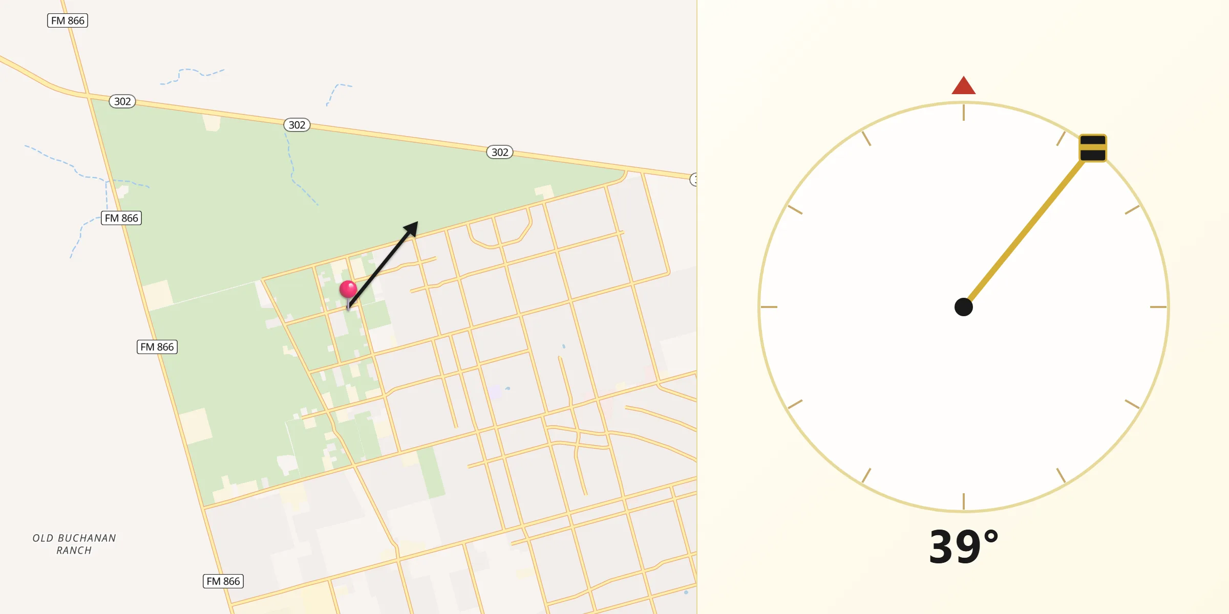 Qibla Direction from Ector