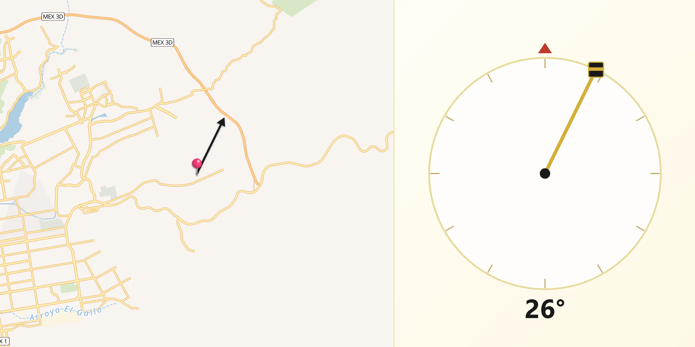 Dirección de la Qibla desde Colonia Gómez Morín