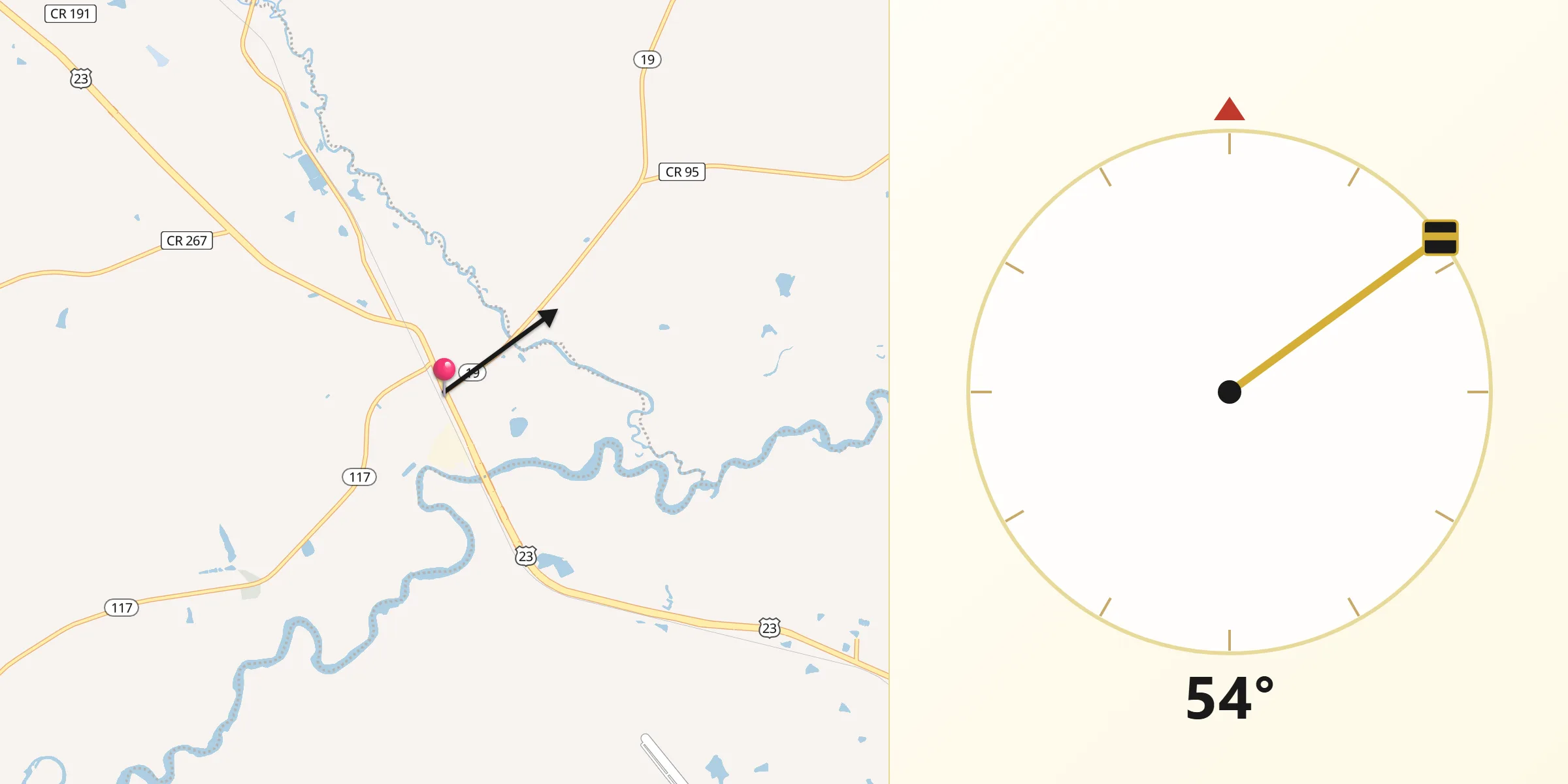 Qibla Direction from Lumber City