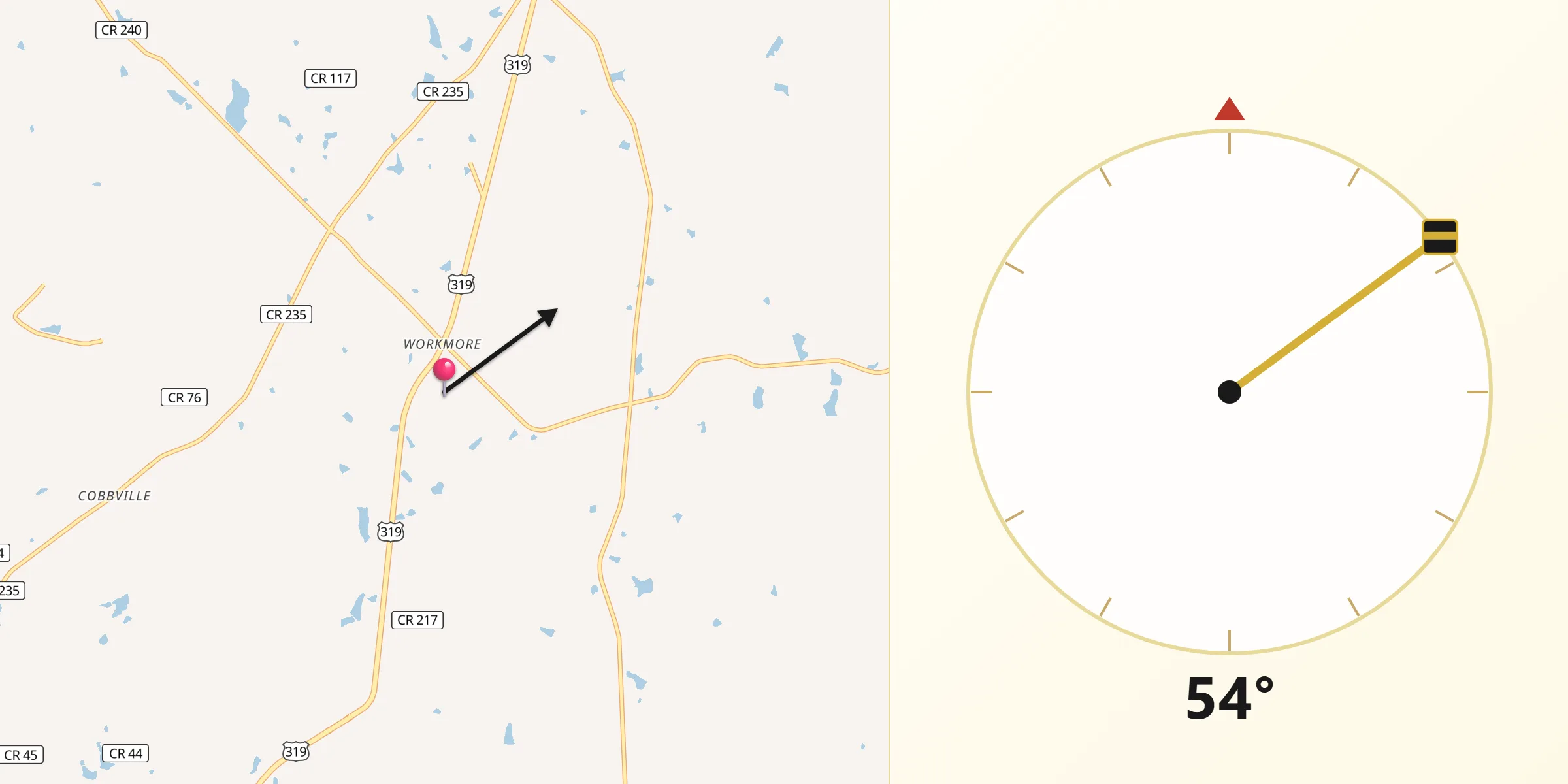 Qibla Direction from Telfair
