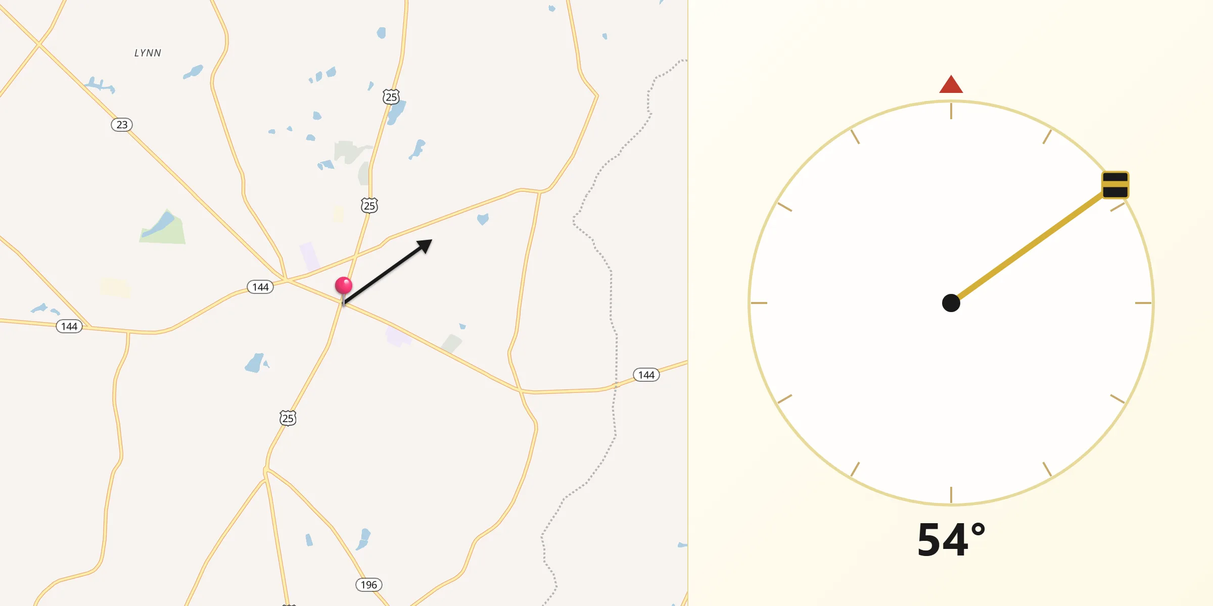 Qibla Direction from Glennville