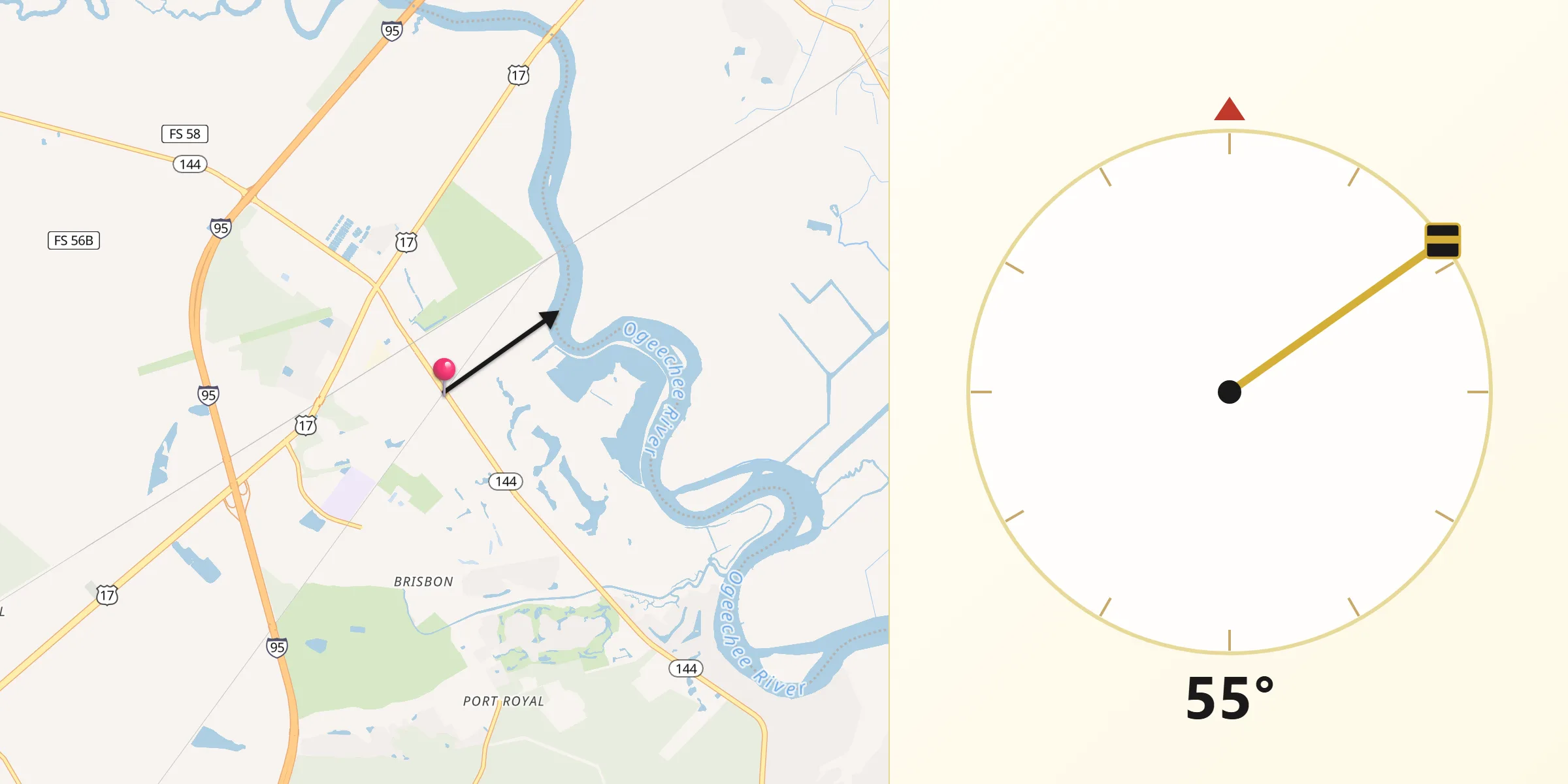 Qibla Direction from Richmond Hill