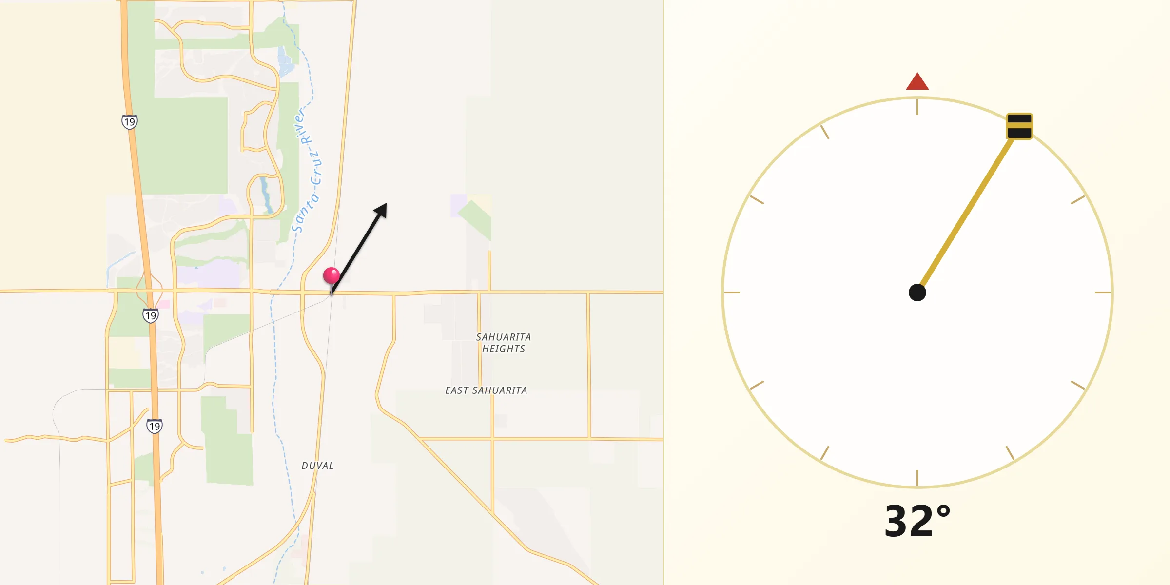 Qibla Direction from Sahuarita