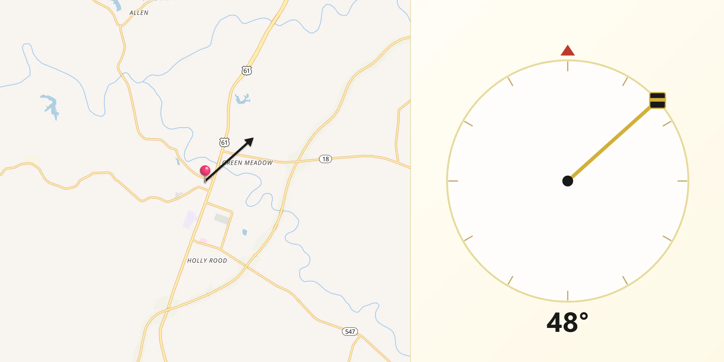 Qibla Direction from Port Gibson