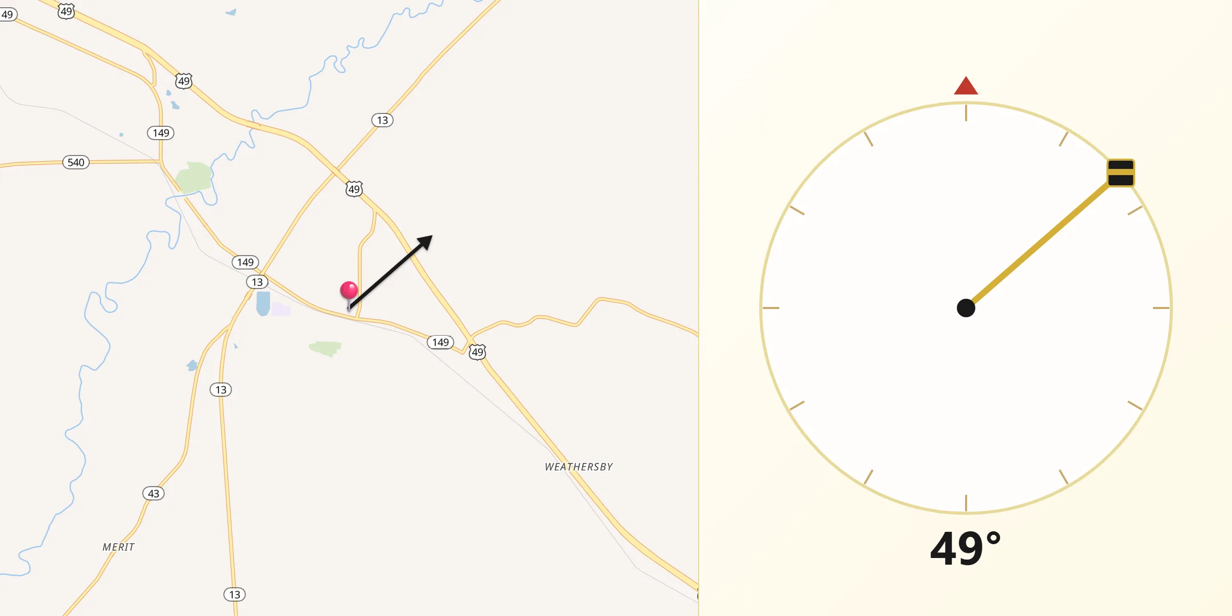 Qibla Direction from Mendenhall