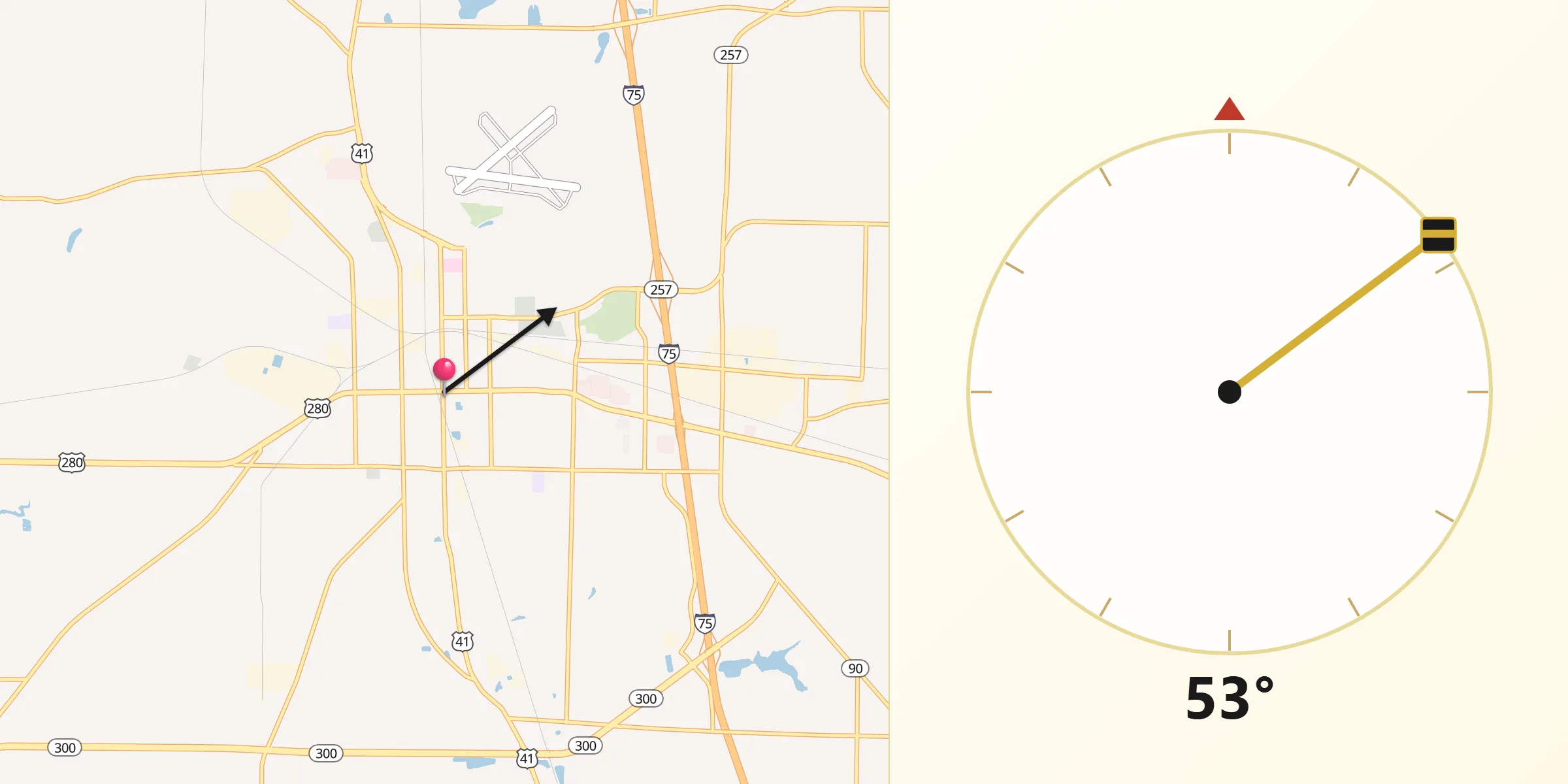 Qibla Direction from Cordele