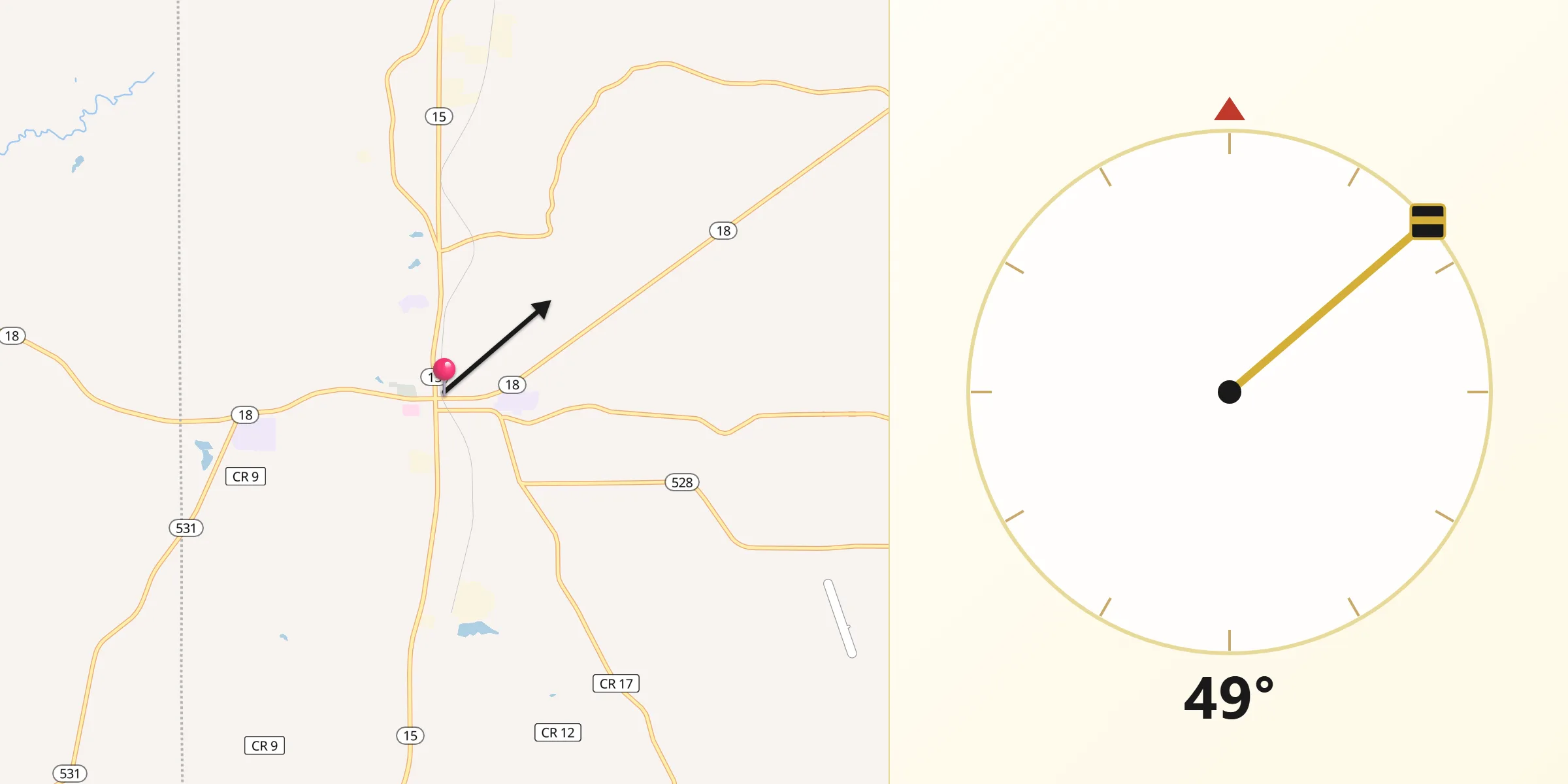 Qibla Direction from Bay Springs