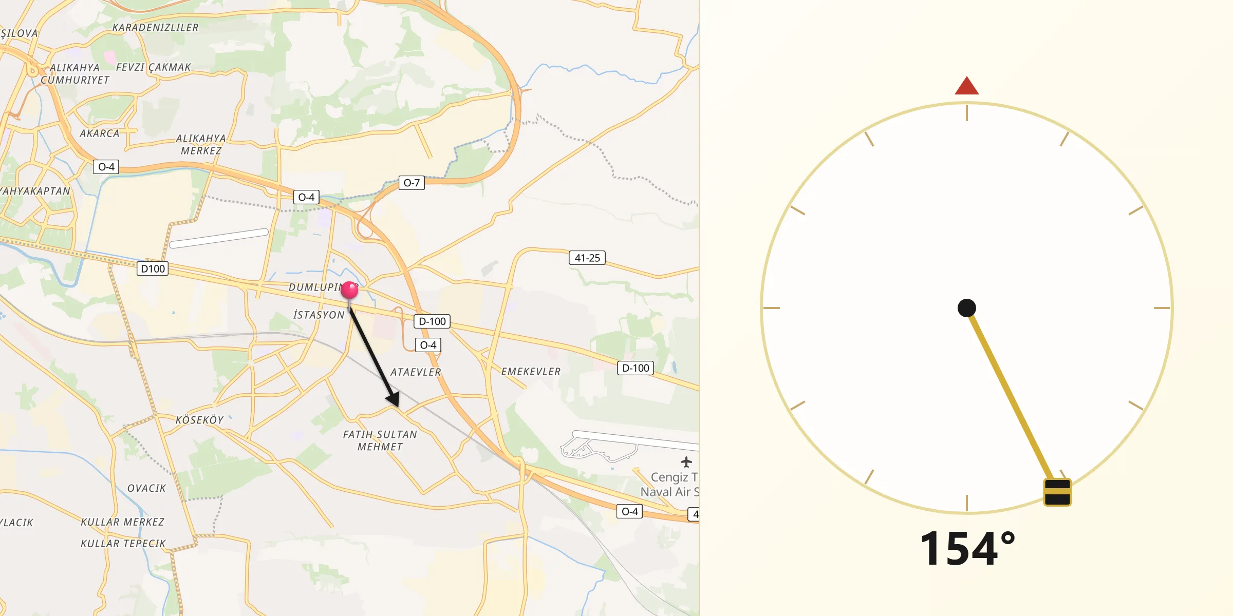 Direzione della Qibla da Cesinali