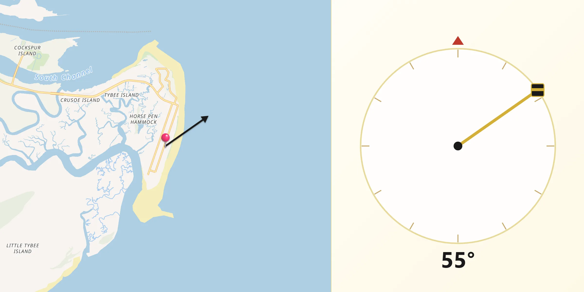 Qibla Direction from Tybee Island