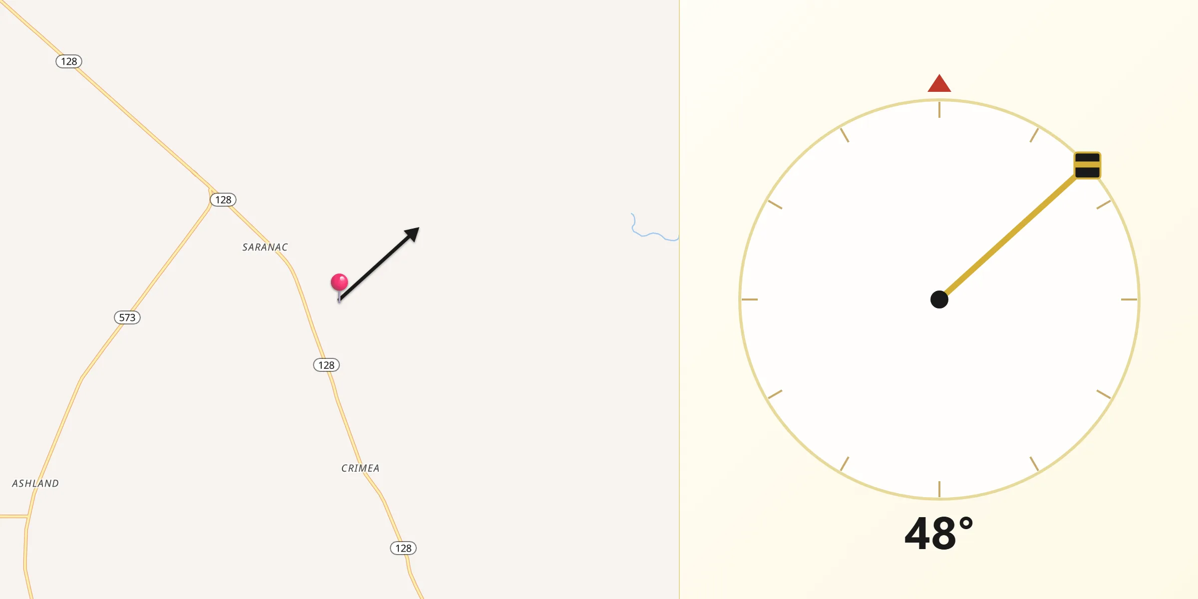 Qibla Direction from Tensas