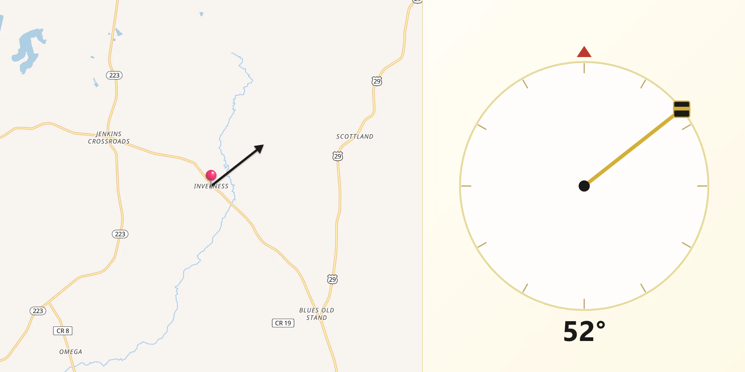Qibla Direction from Inverness