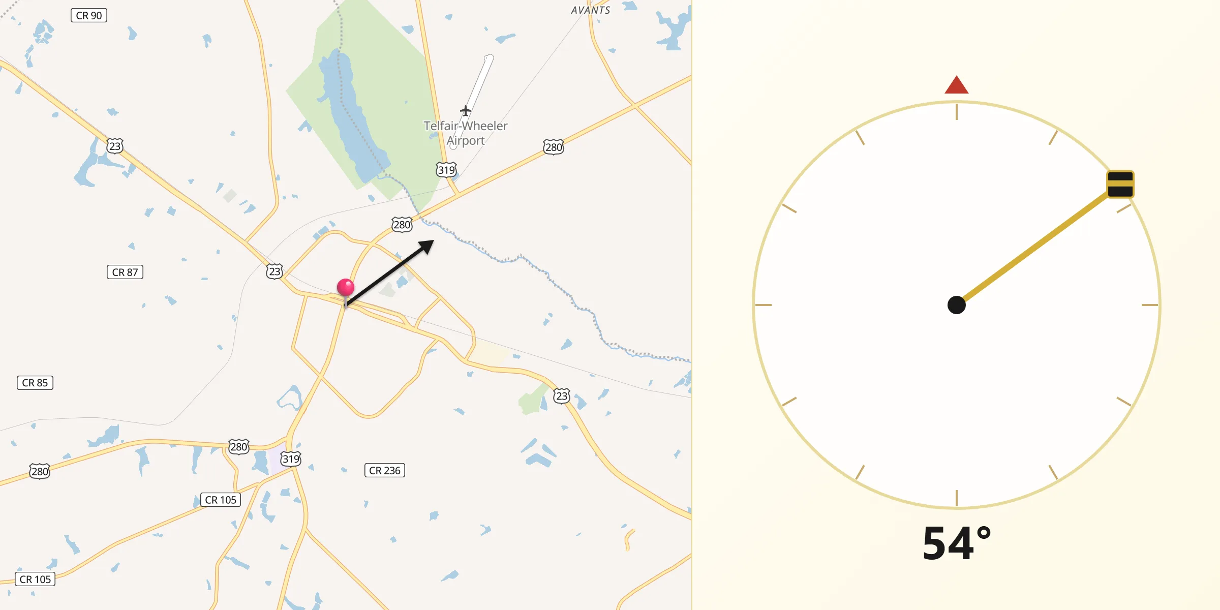 Qibla Direction from McRae