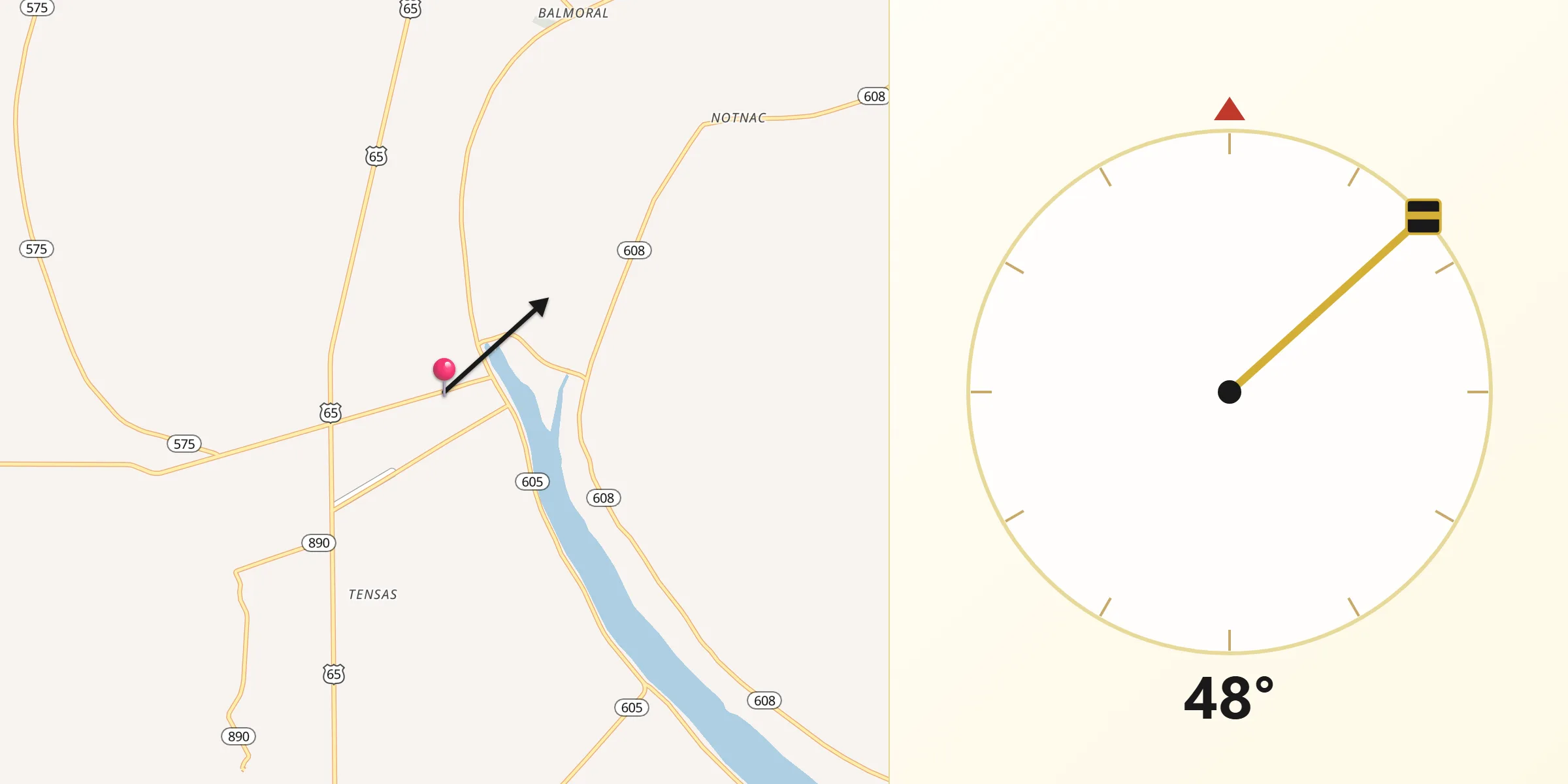 Qibla Direction from Newellton