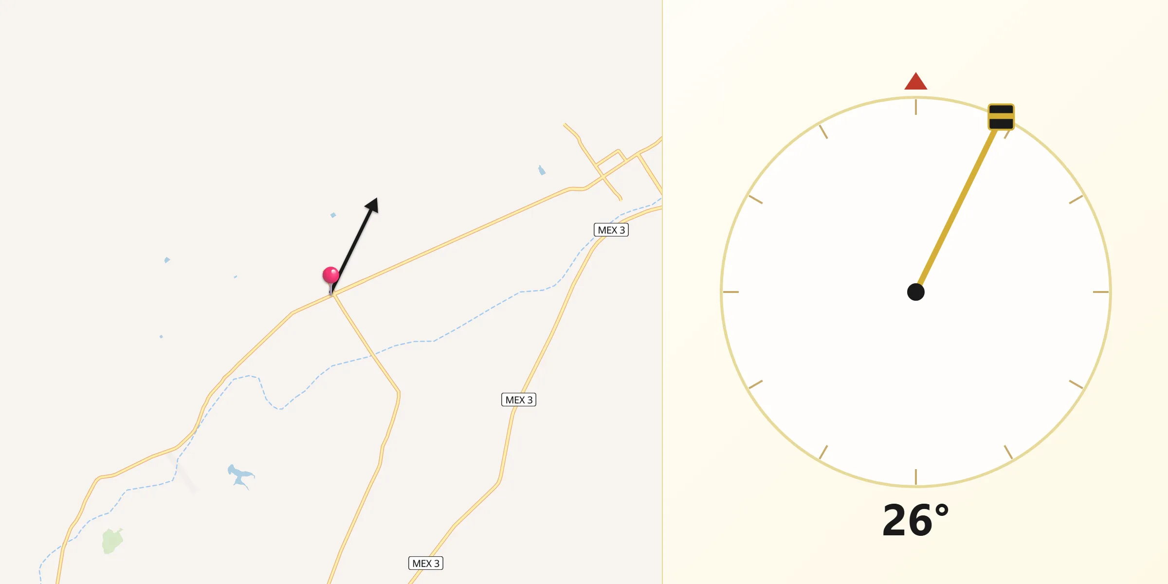 Dirección de la Qibla desde El Porvenir