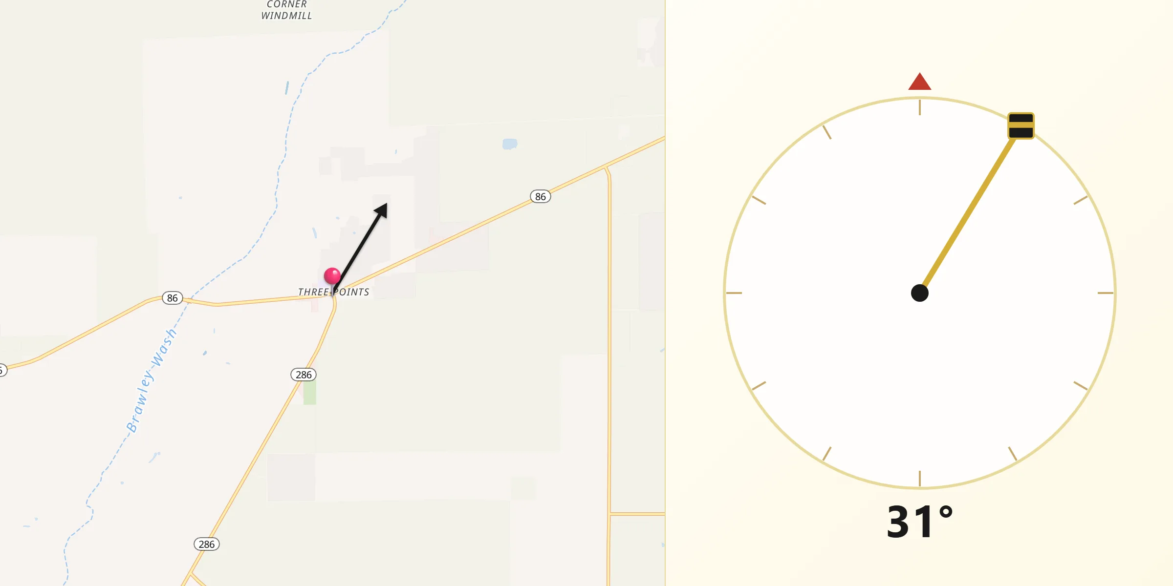 Qibla Direction from Three Points