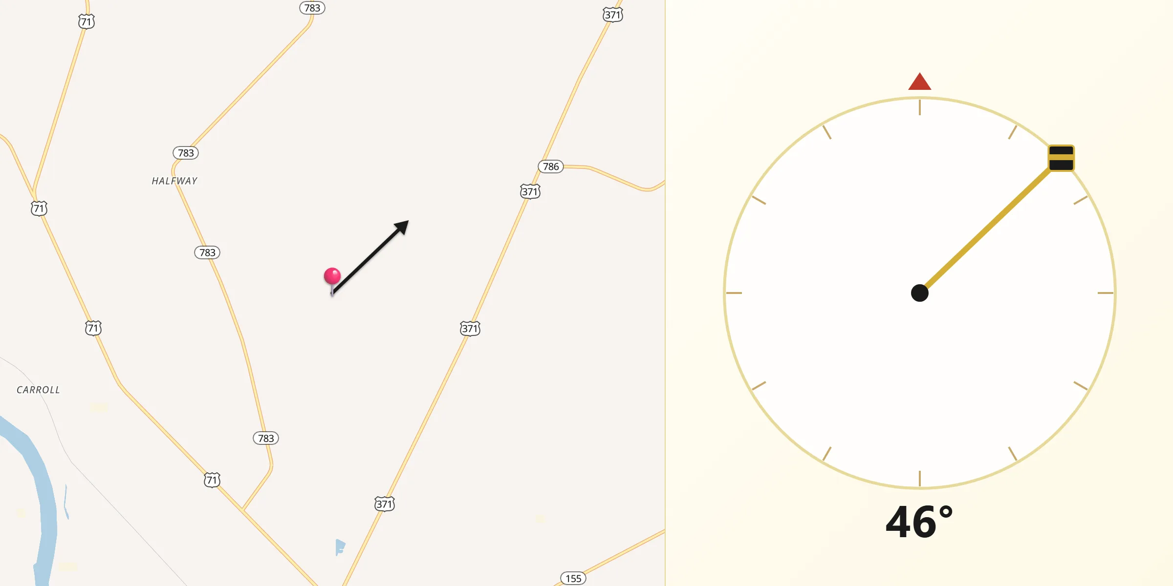 Qibla Direction from Red River