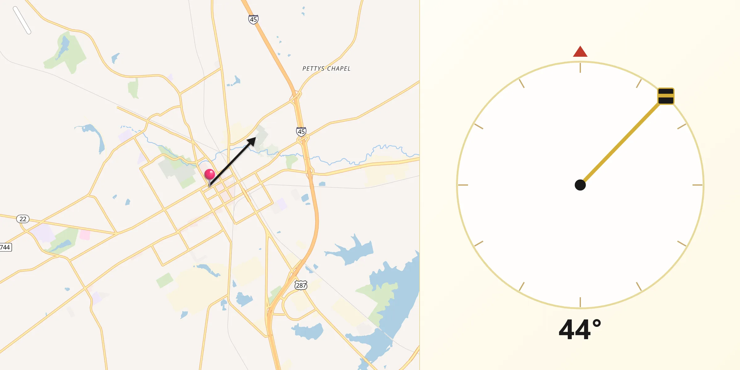 Qibla Direction from Corsicana