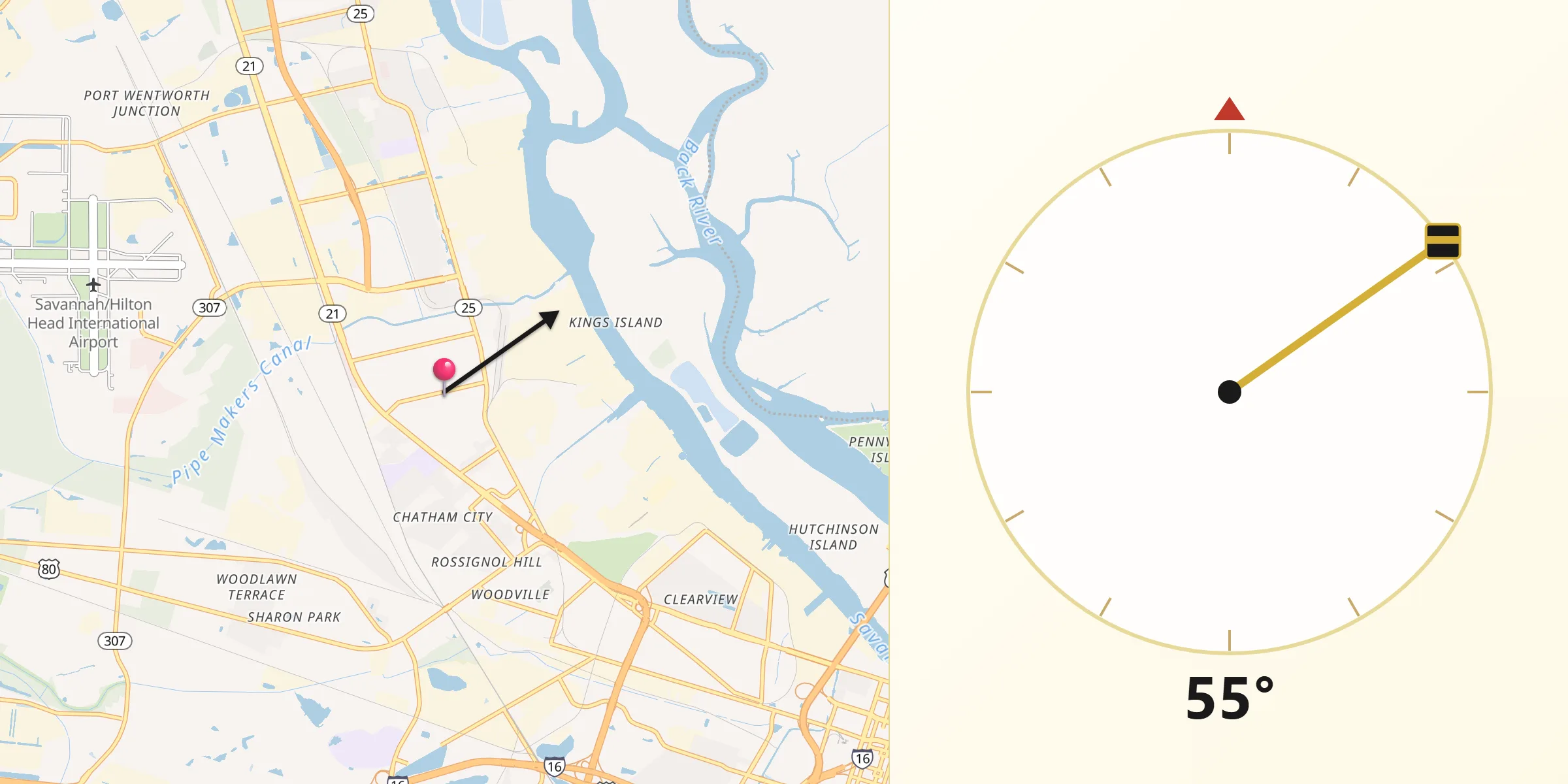 Qibla Direction from Garden City