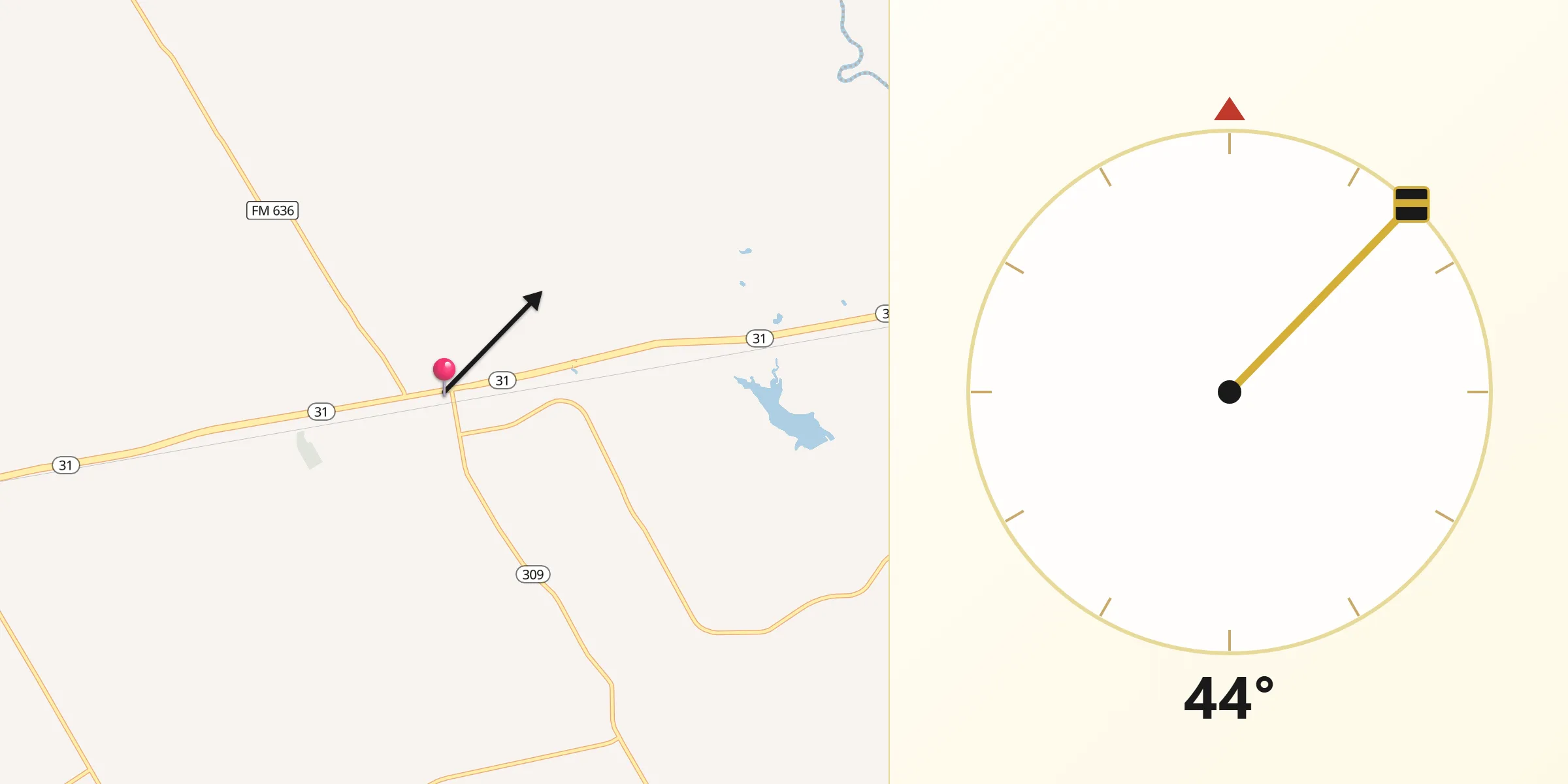 Qibla Direction from Kerens