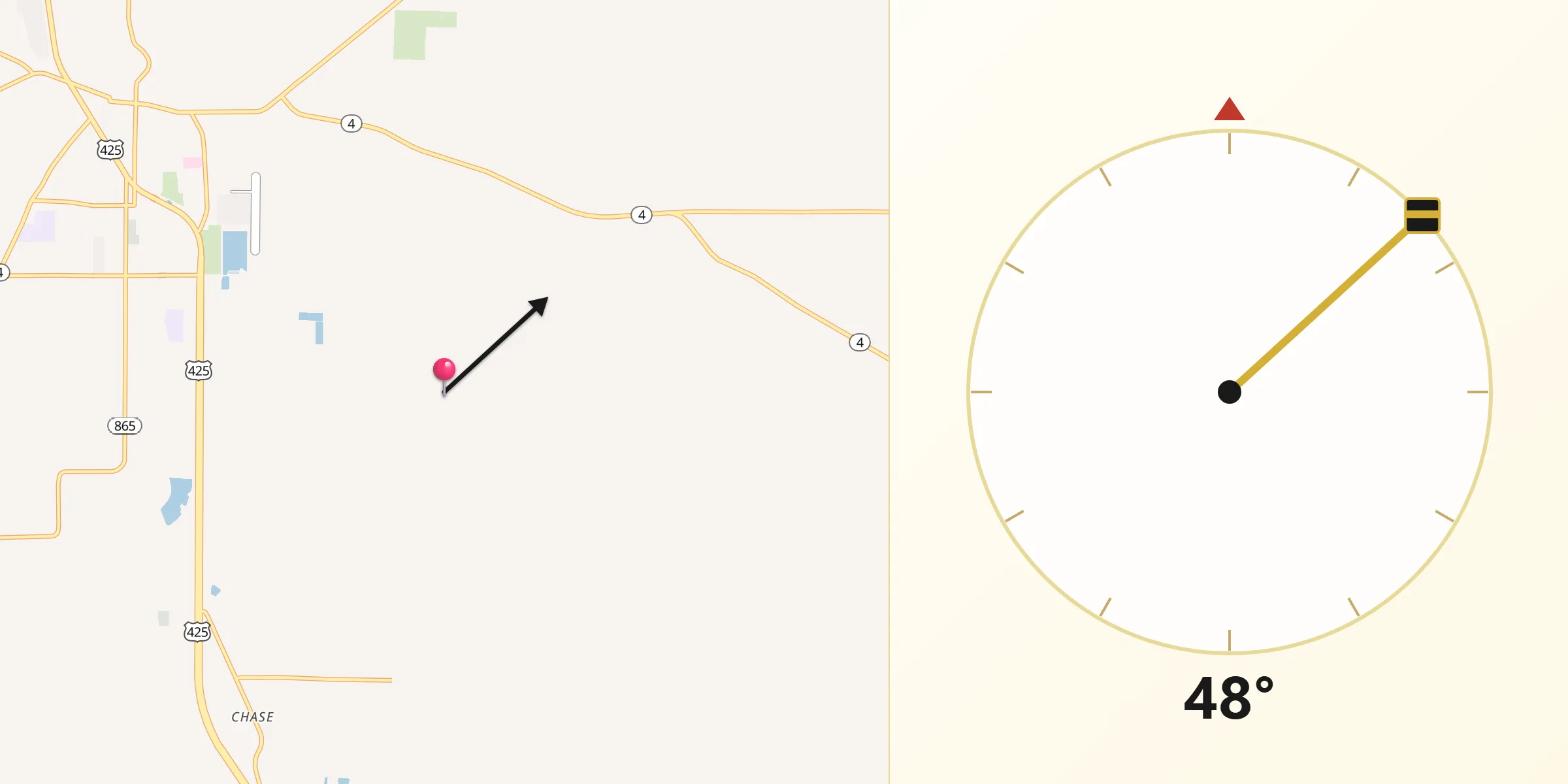 Qibla Direction from Franklin Parish