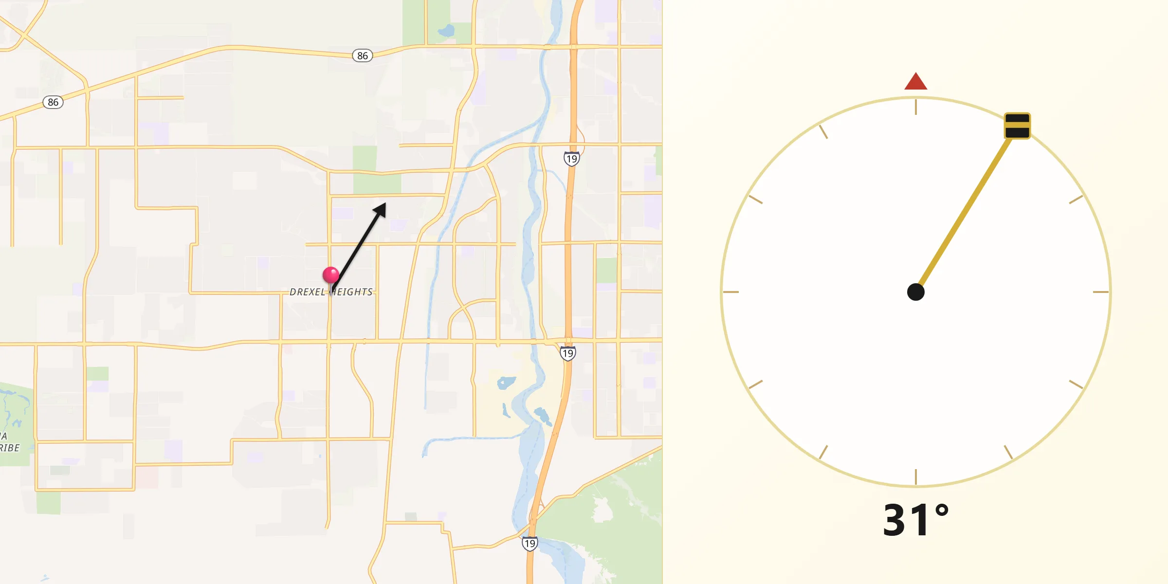 Qibla Direction from Drexel Heights