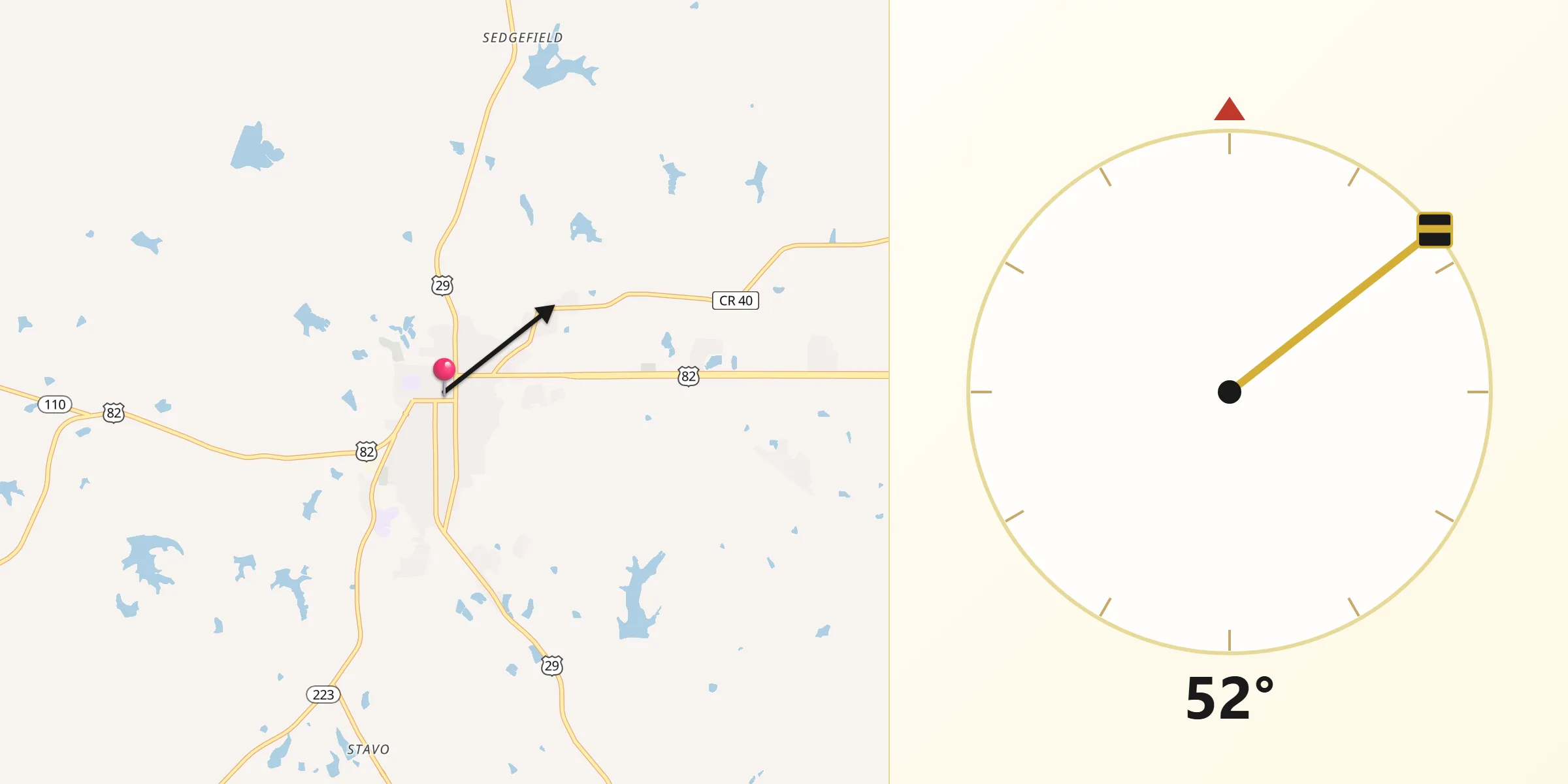 Qibla Direction from Union Springs