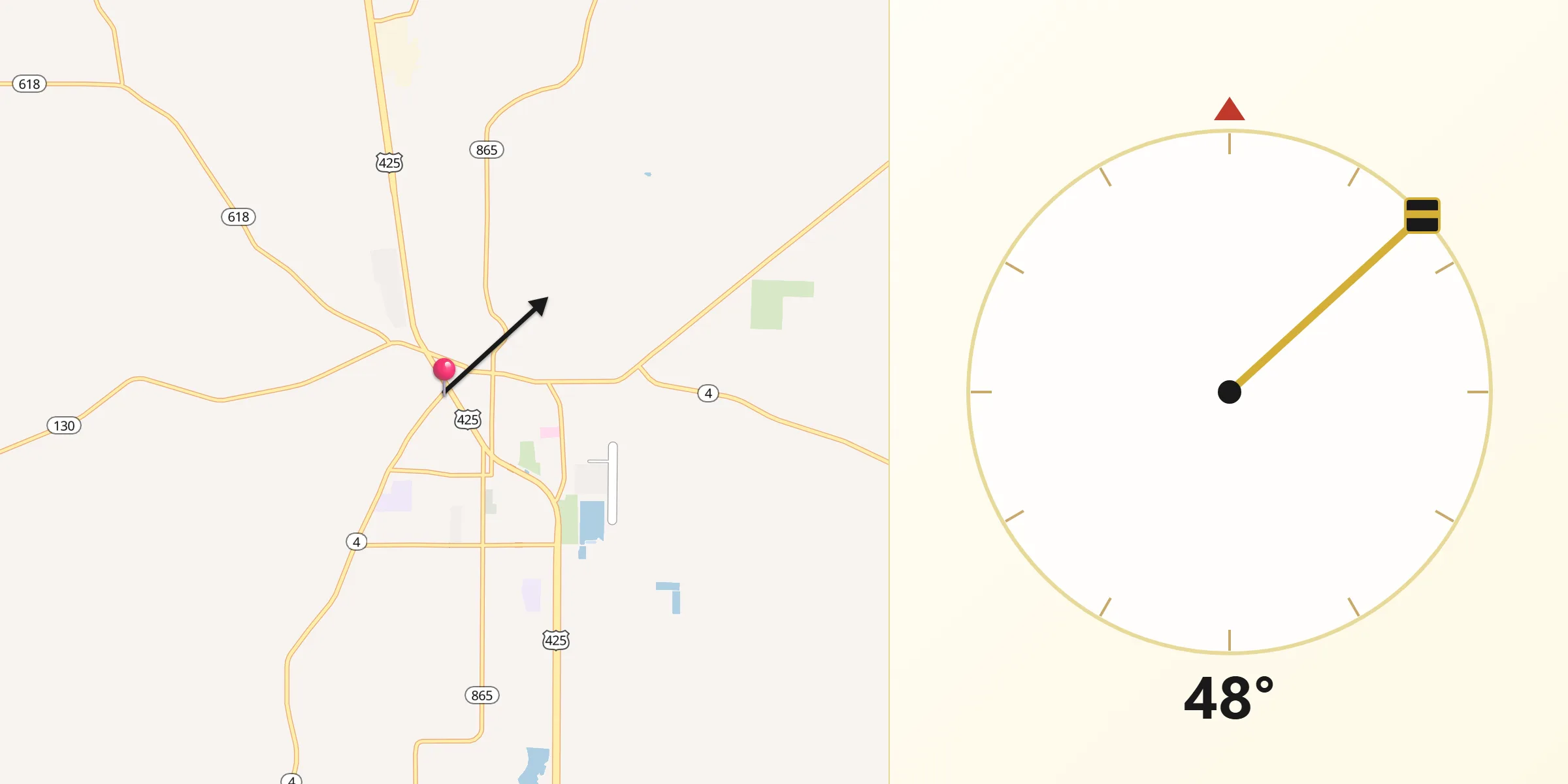 Qibla Direction from Winnsboro