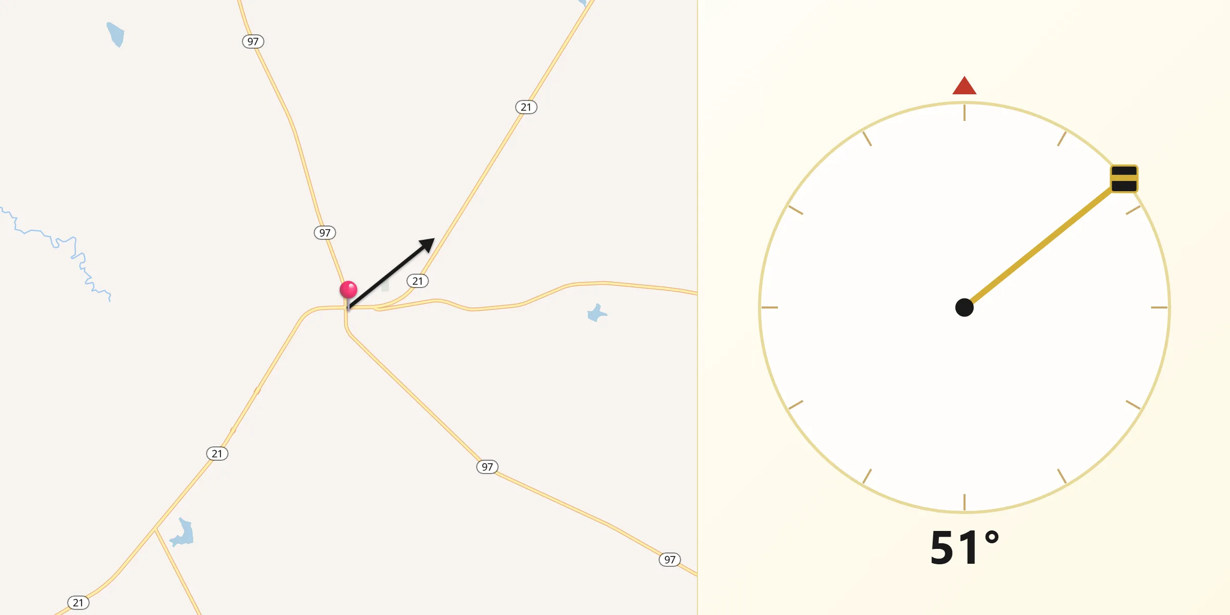 Qibla Direction from Hayneville