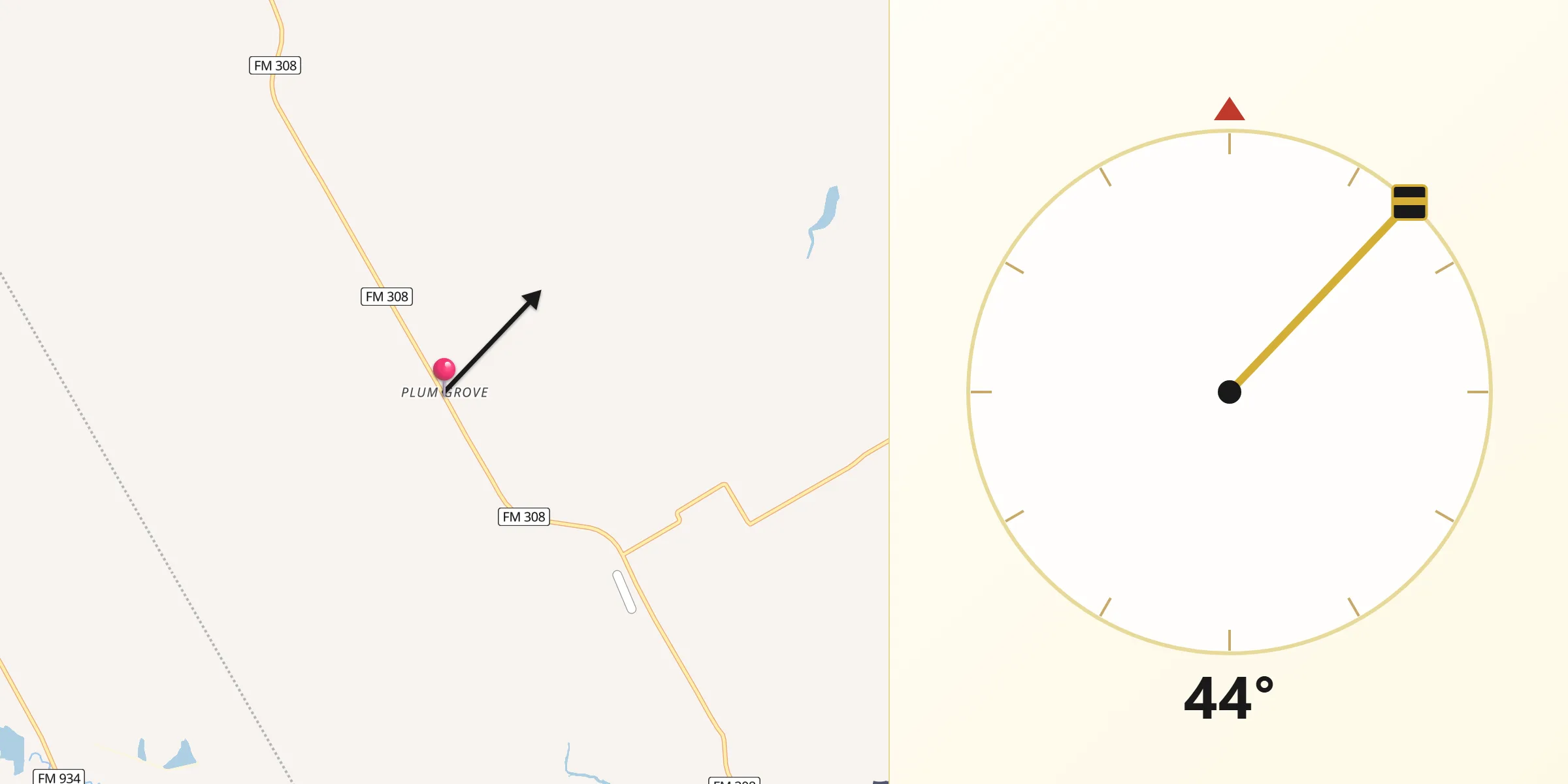Qibla Direction from Plum Grove