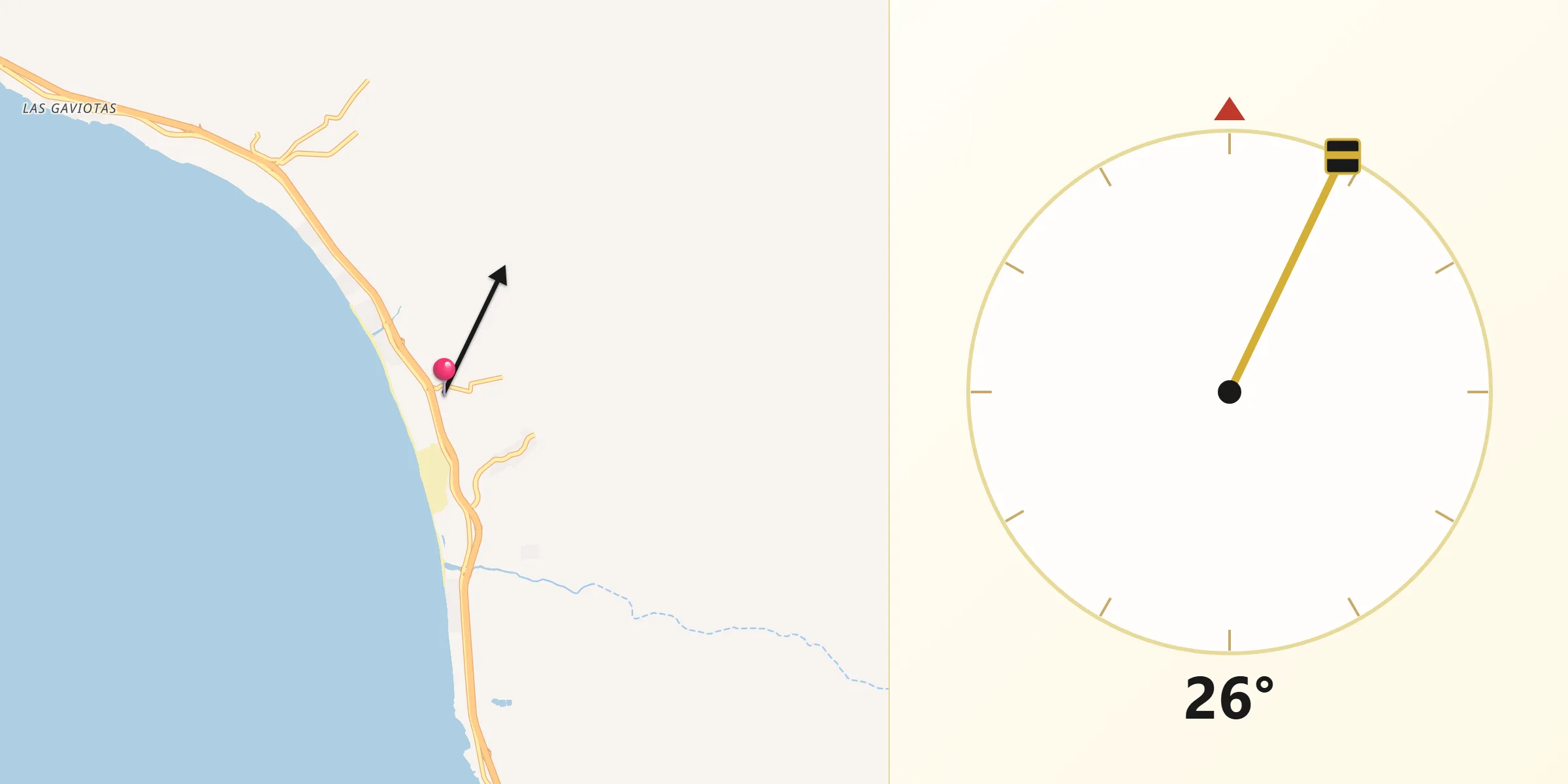 Dirección de la Qibla desde Primo Tapia