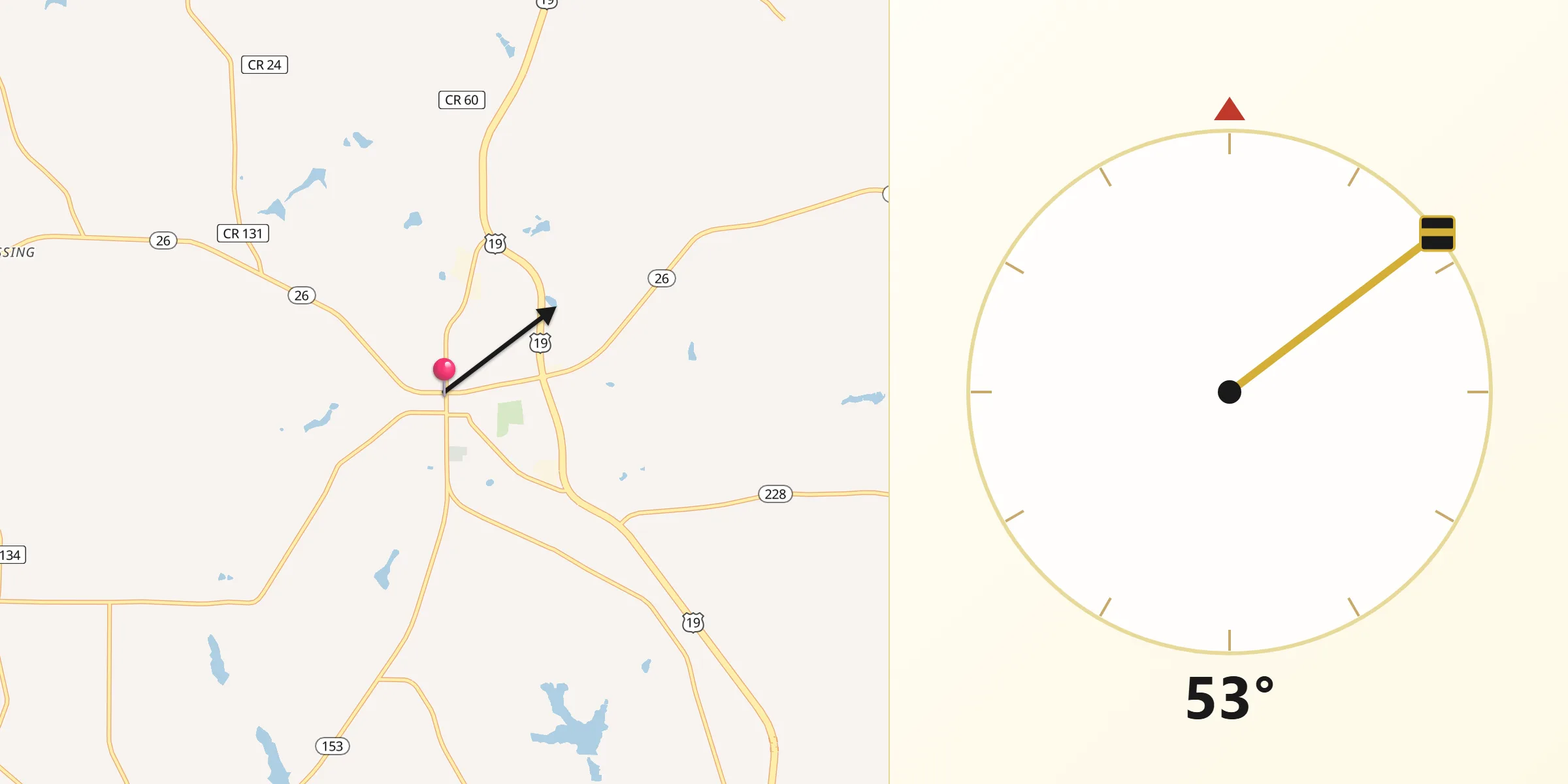 Qibla Direction from Ellaville