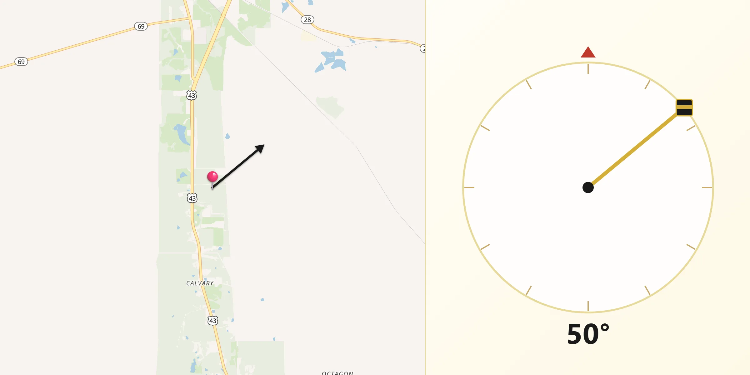 Qibla Direction from Marengo