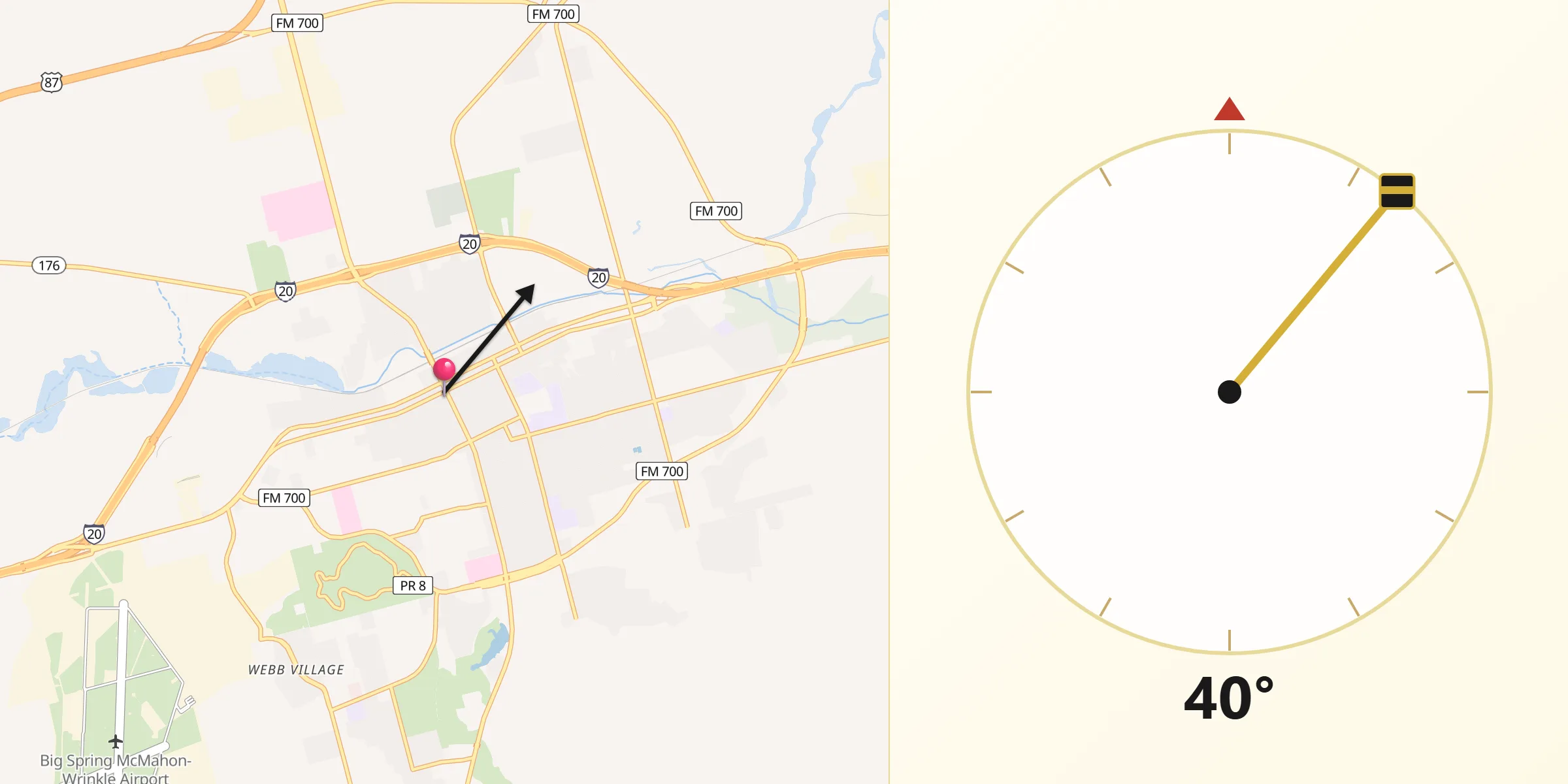 Qibla Direction from Big Spring