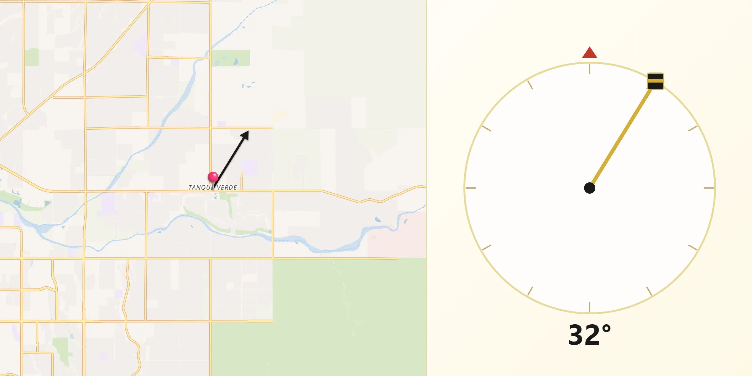 Qibla Direction from Tanque Verde