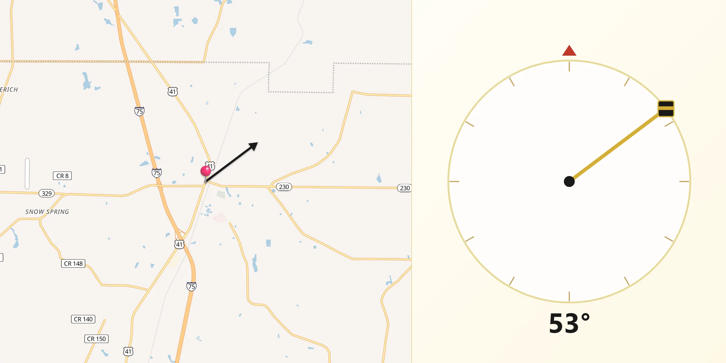 Qibla Direction from Unadilla