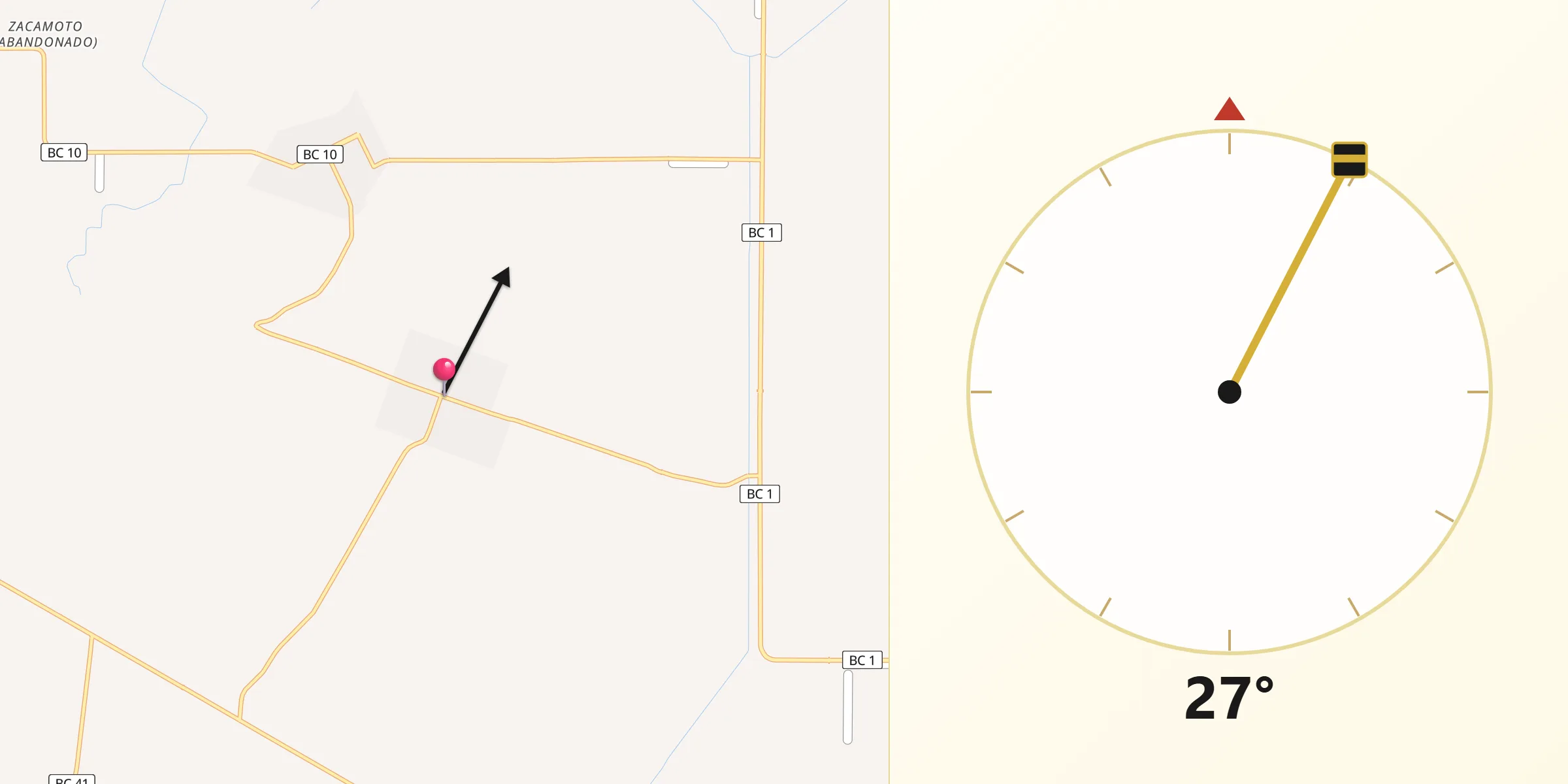 Dirección de la Qibla desde Ejido Sonora