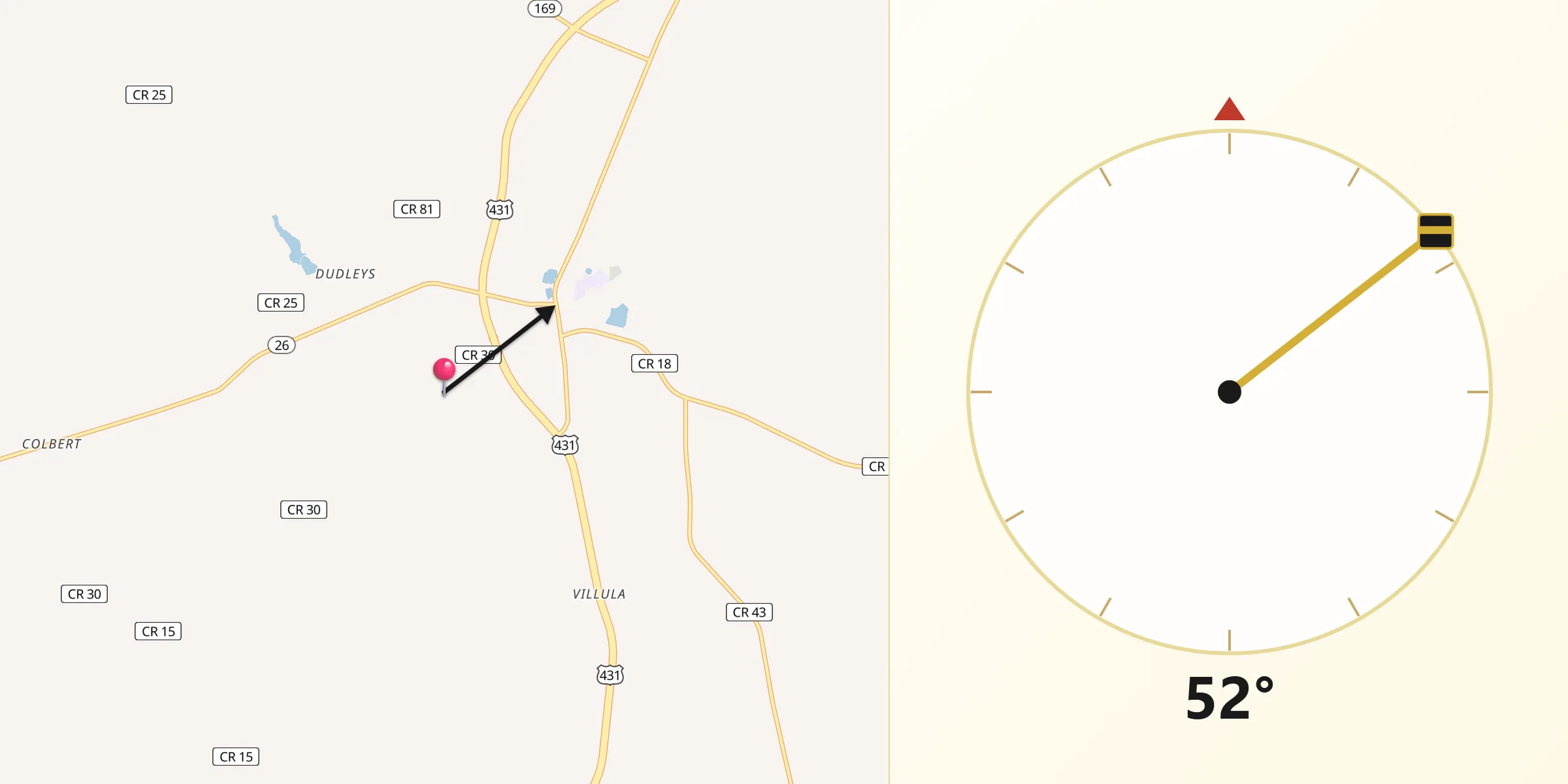 Qibla Direction from Russell County