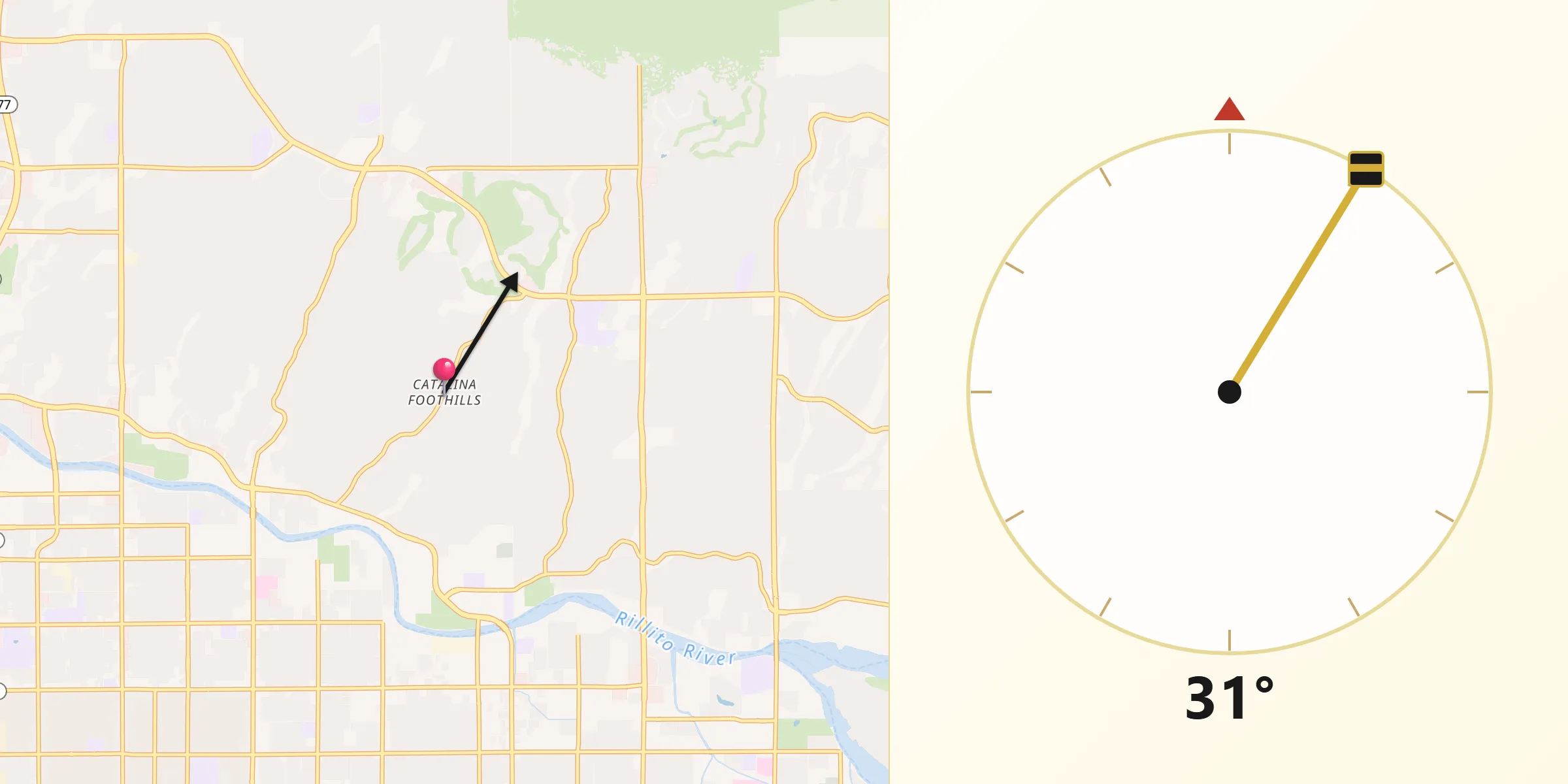 Qibla Direction from Catalina Foothills