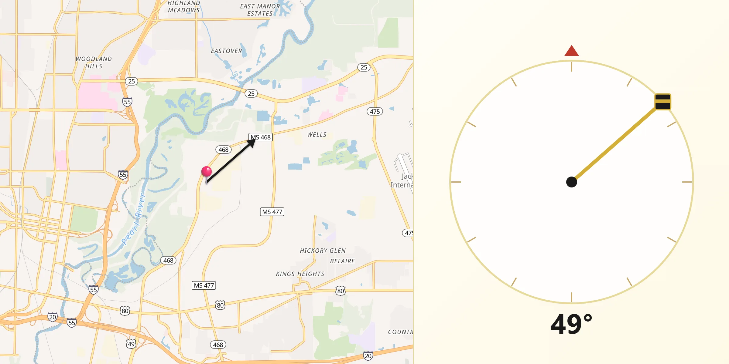 Qibla Direction from Flowood
