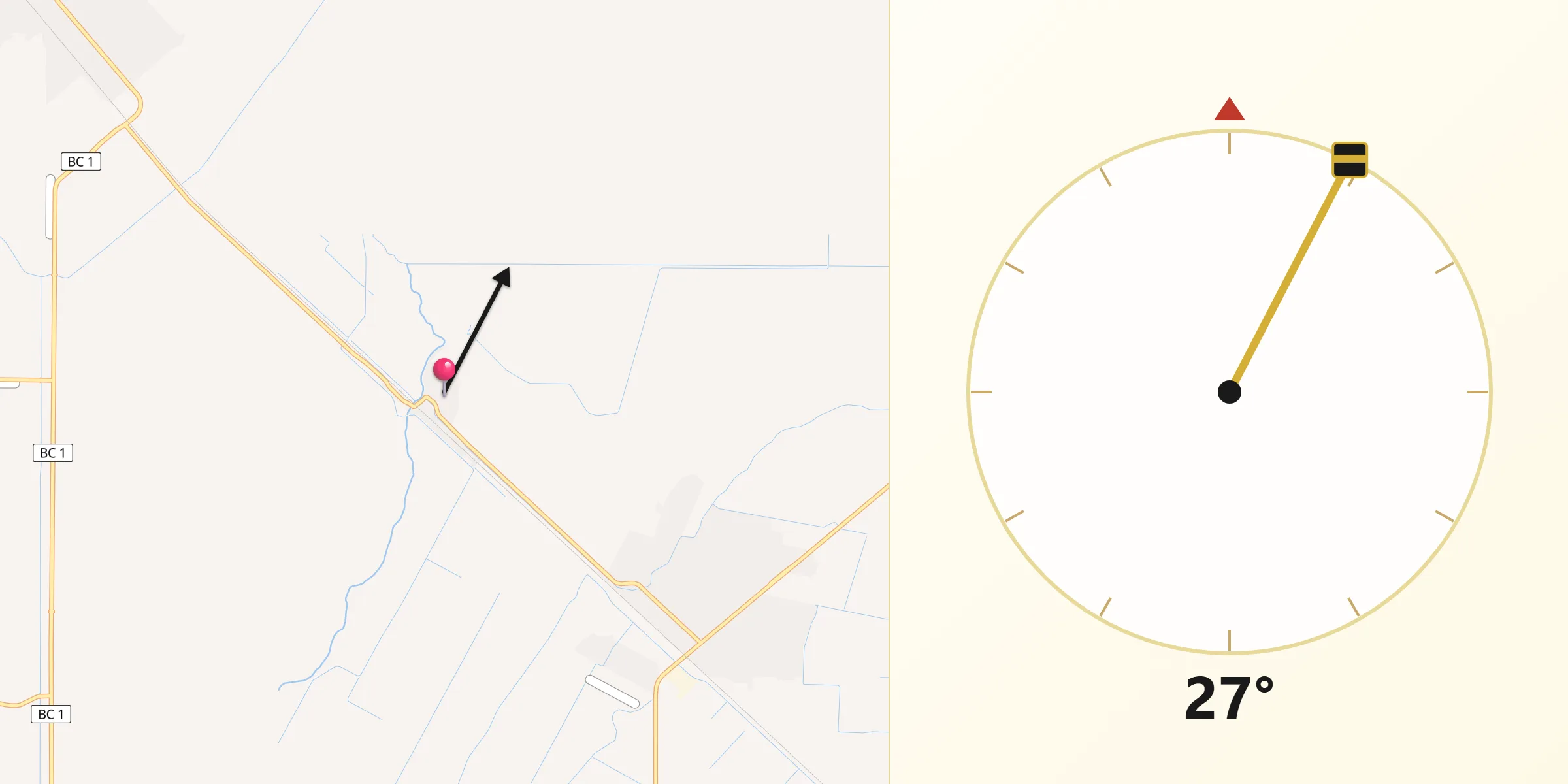 Dirección de la Qibla desde Estación Pescaderos