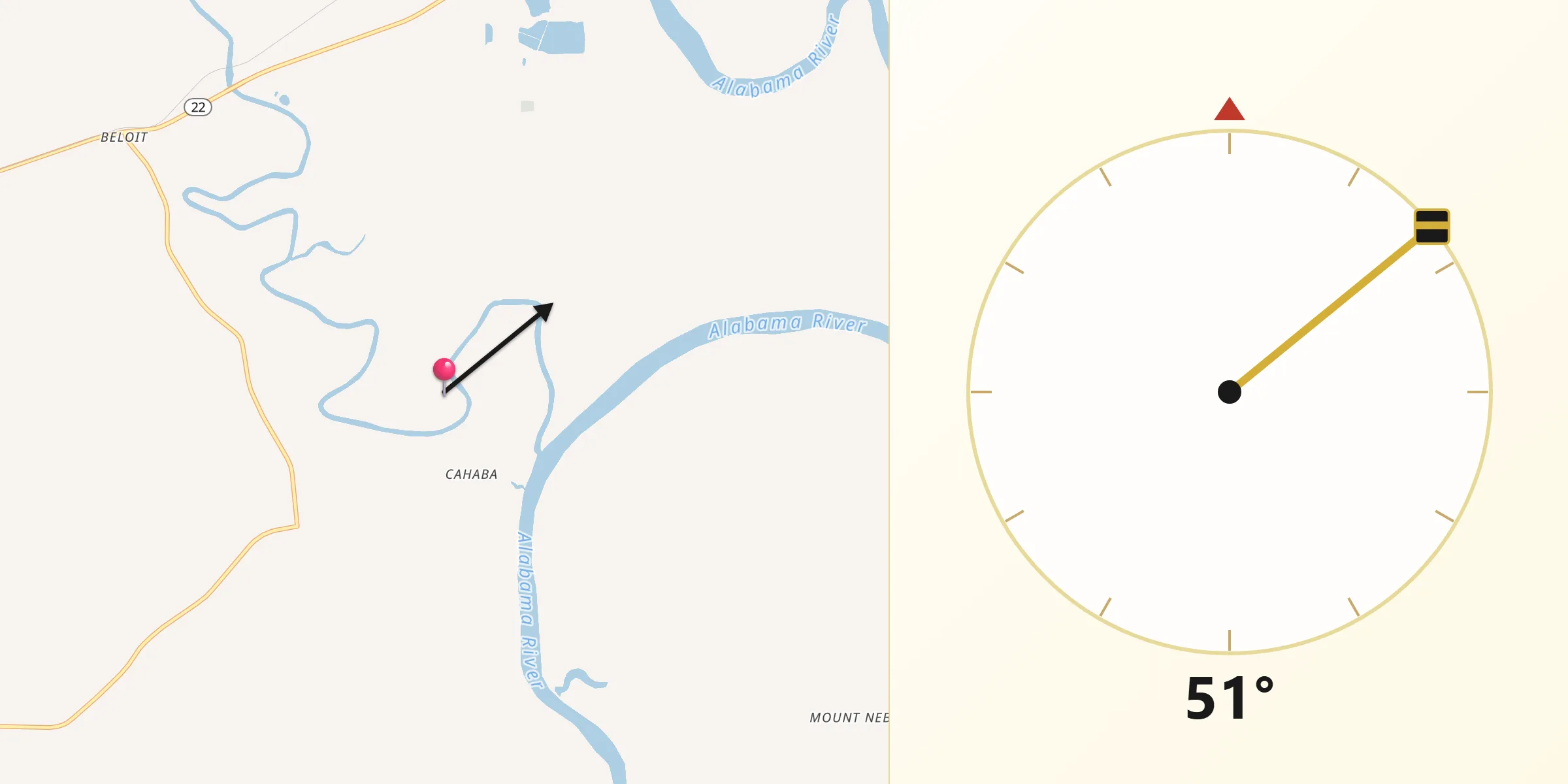Qibla Direction from Dallas County