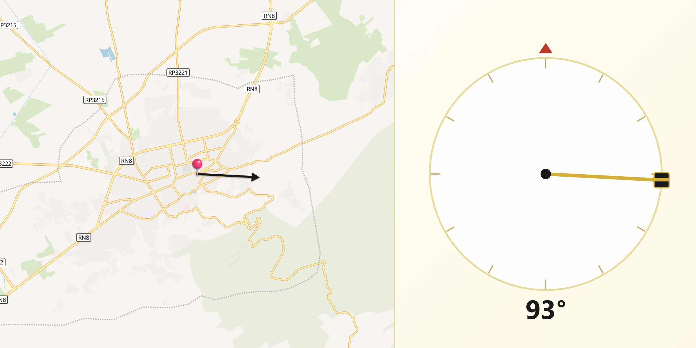 Direzione della Qibla da Béni Mellal
