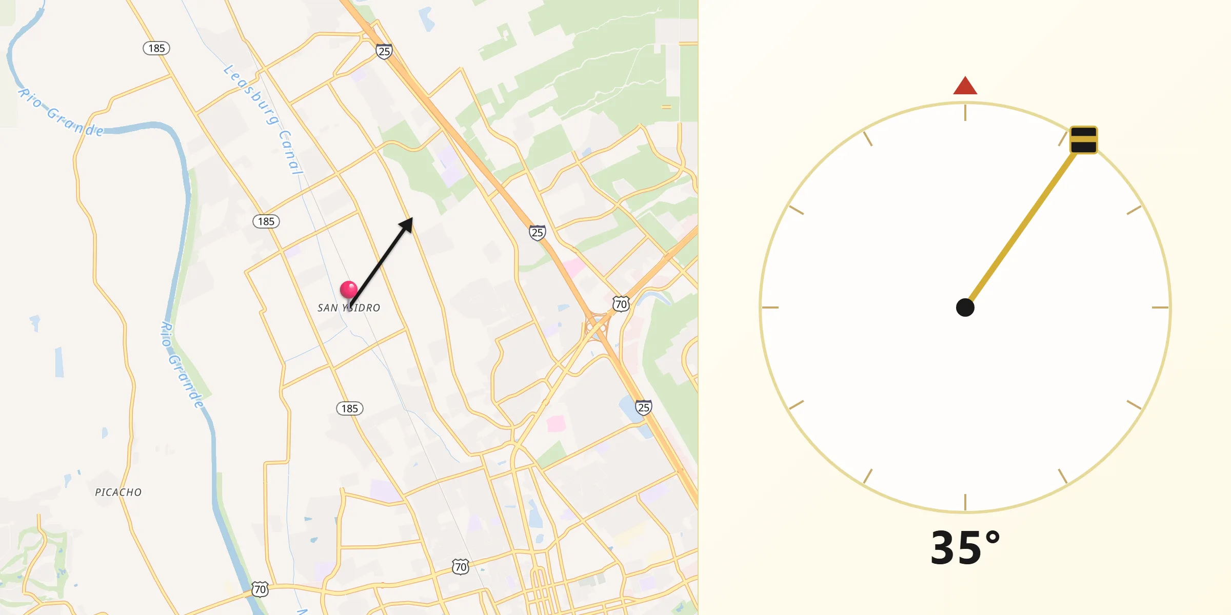 Qibla Direction from San Ysidro