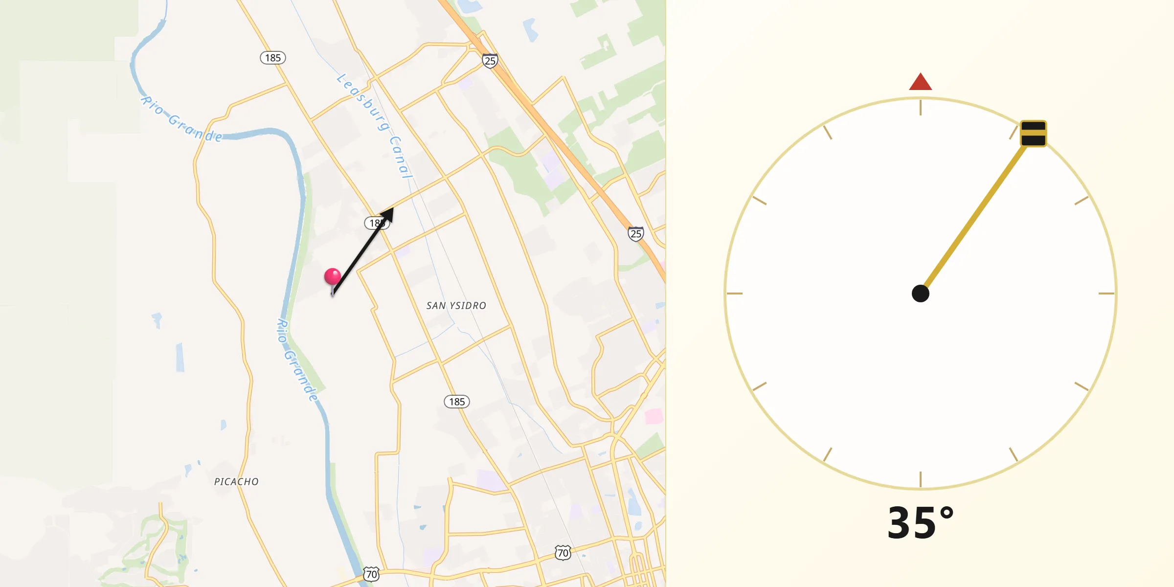 Qibla Direction from Doña Ana County