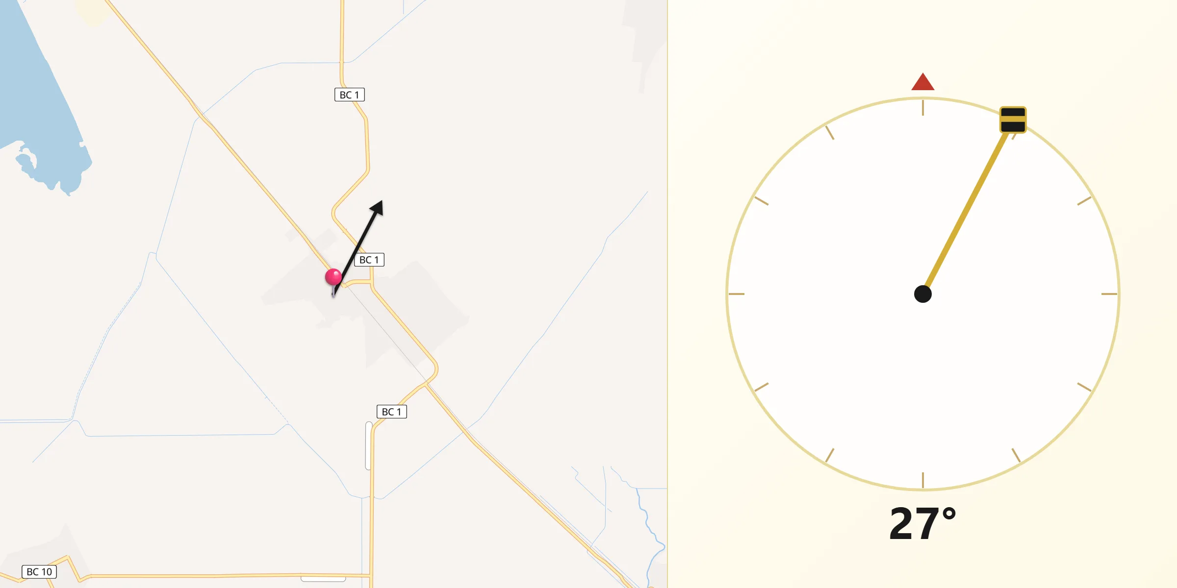 Dirección de la Qibla desde Delta