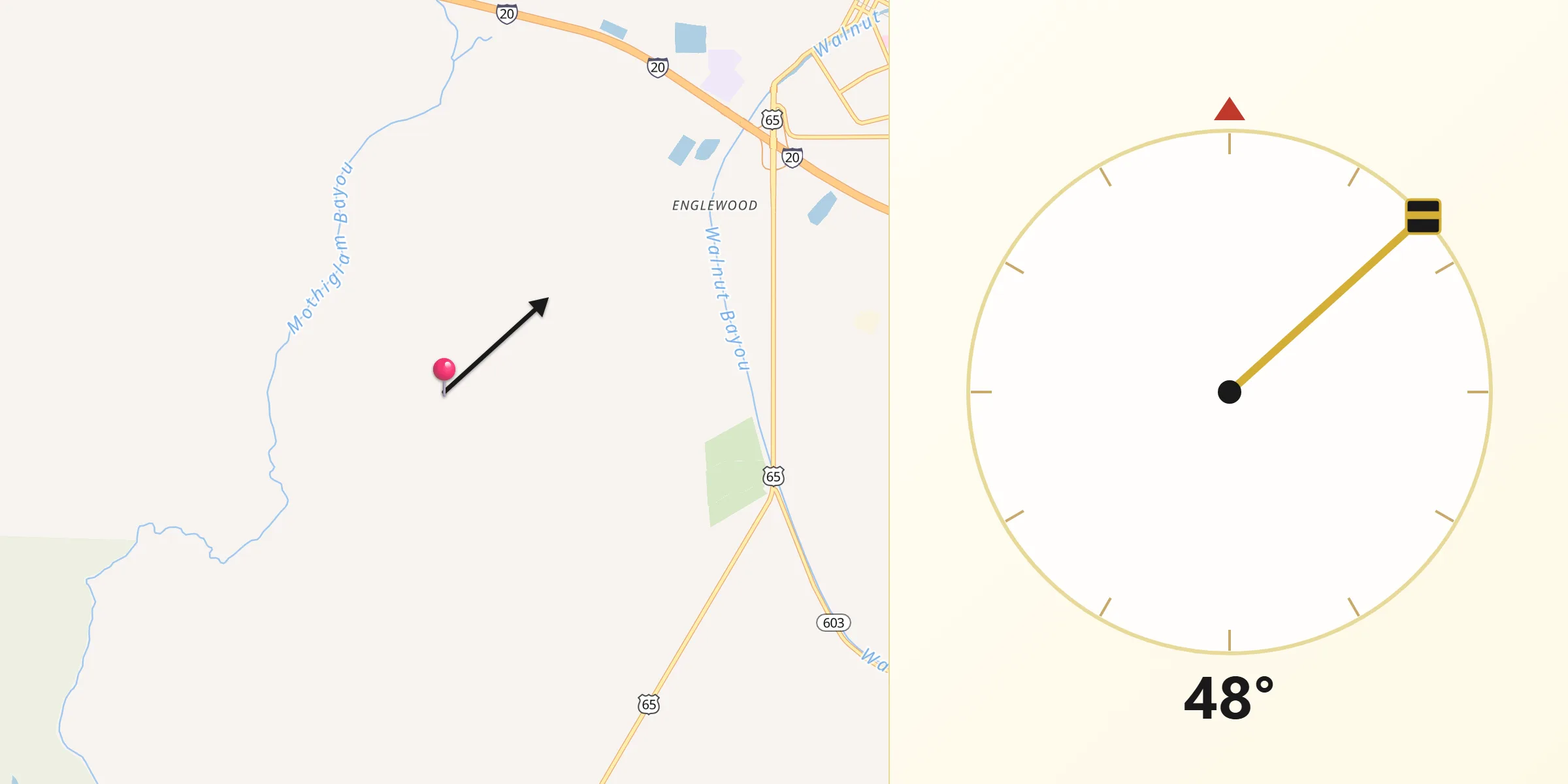 Qibla Direction from Madison Parish